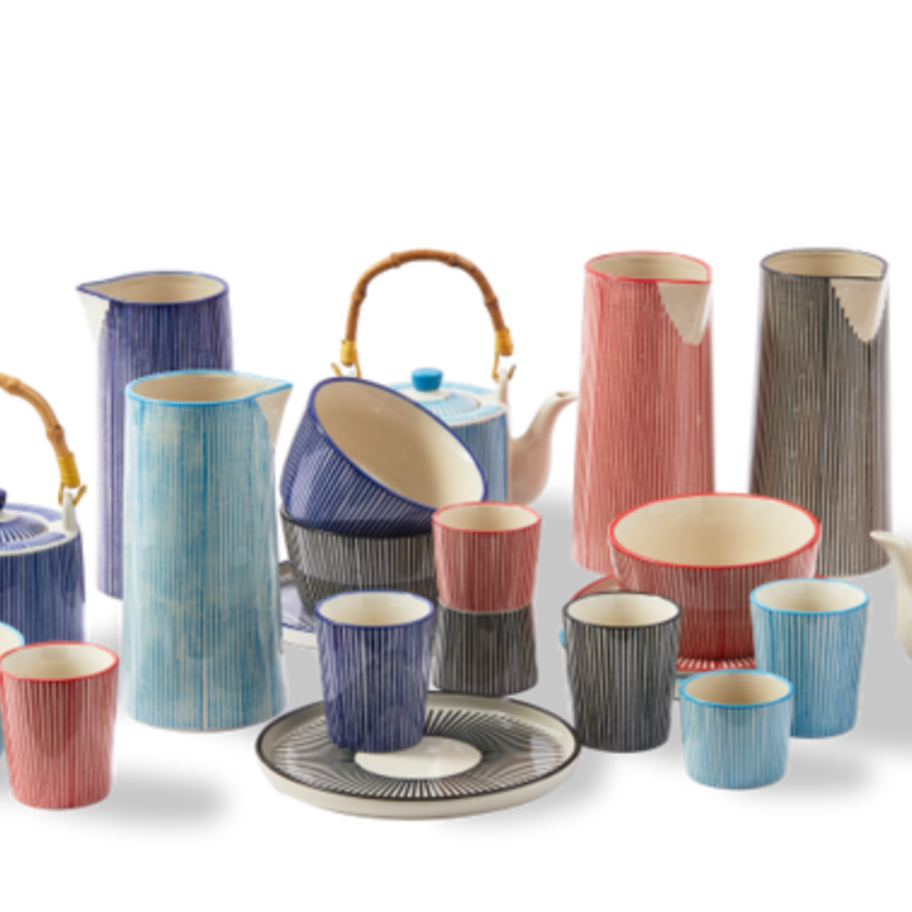 MARINE STRIPED coffee mug set colorful stoneware