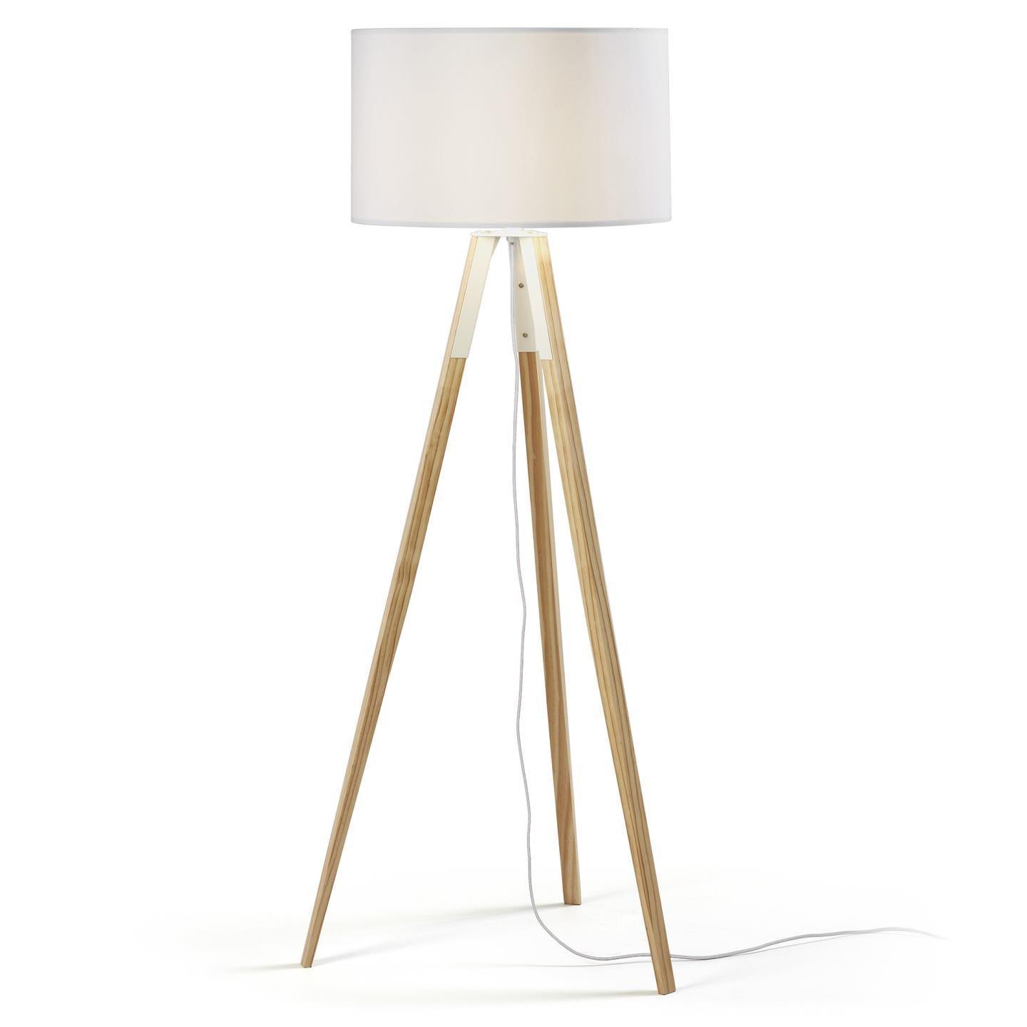 Lampa podłogowa IGUAZU biały z drewnianą podstawą La Forma Eye on Design