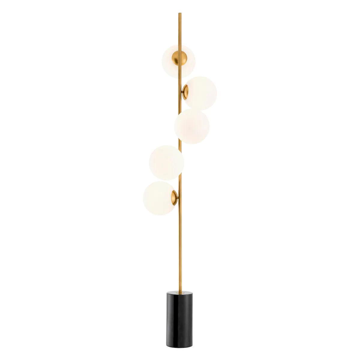 Lampa podłogowa TEMPO mosiężny z białymi kloszami Eichholtz Eye on Design