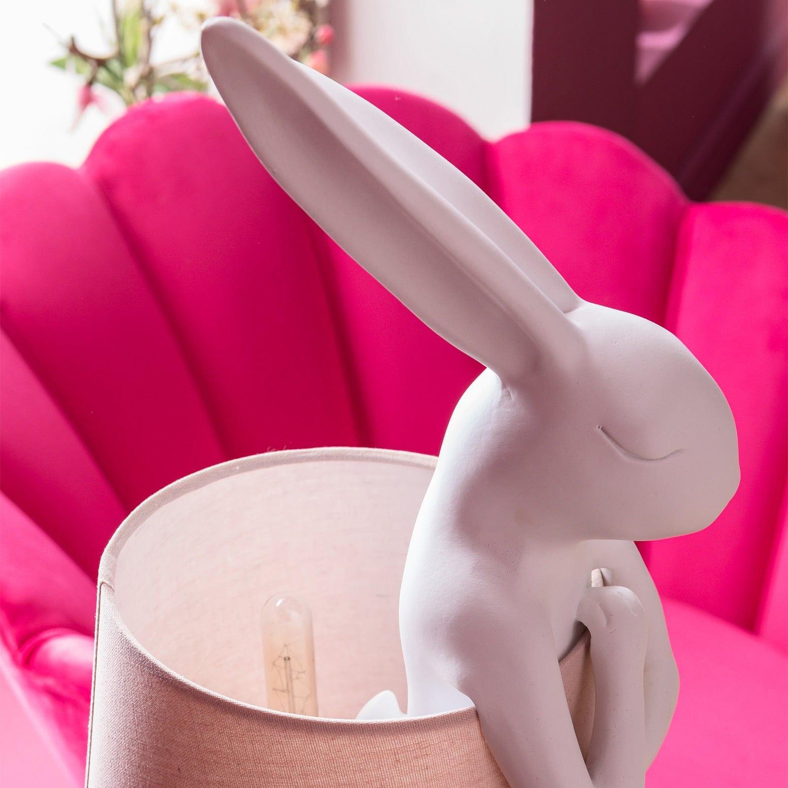 Lampa stołowa RABBIT biały z różowym kloszem Kare Design Eye on Design