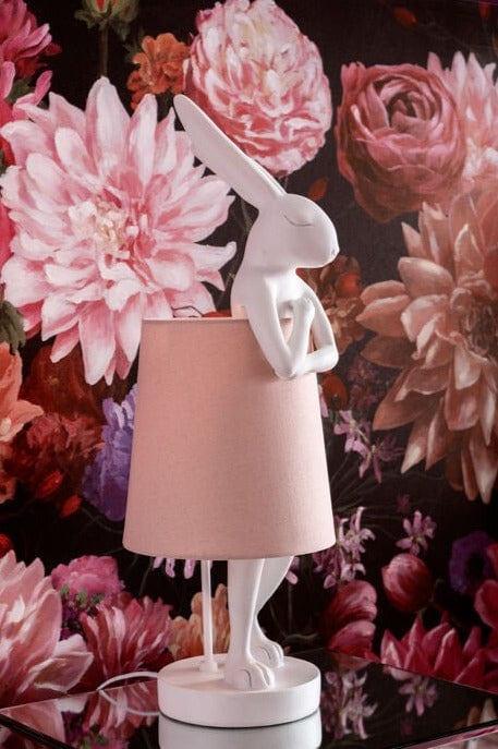 Lampa stołowa RABBIT biały z różowym kloszem Kare Design Eye on Design