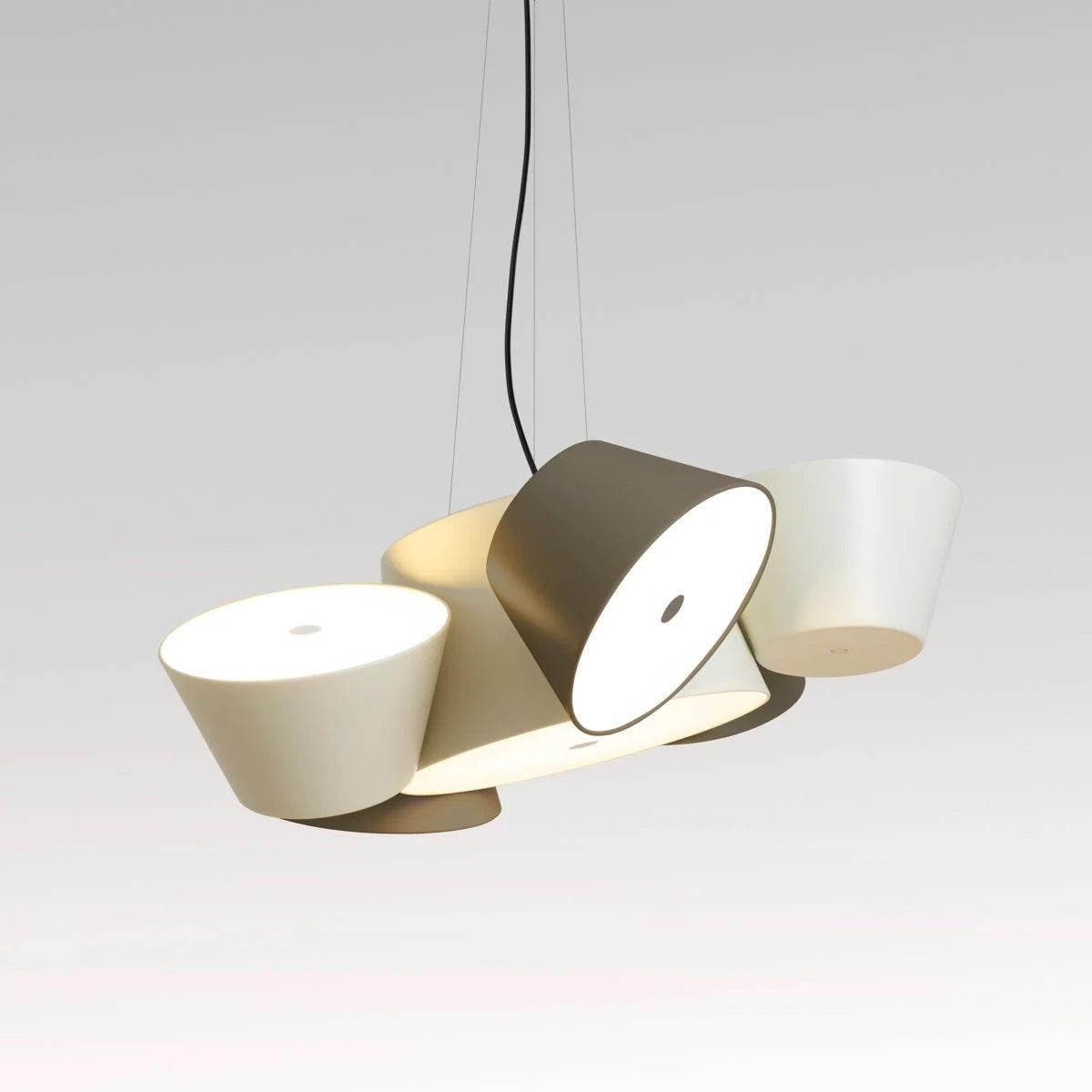 Lampa wisząca okrągła TAM TAM biały z brązowymi kloszami Marset Eye on Design