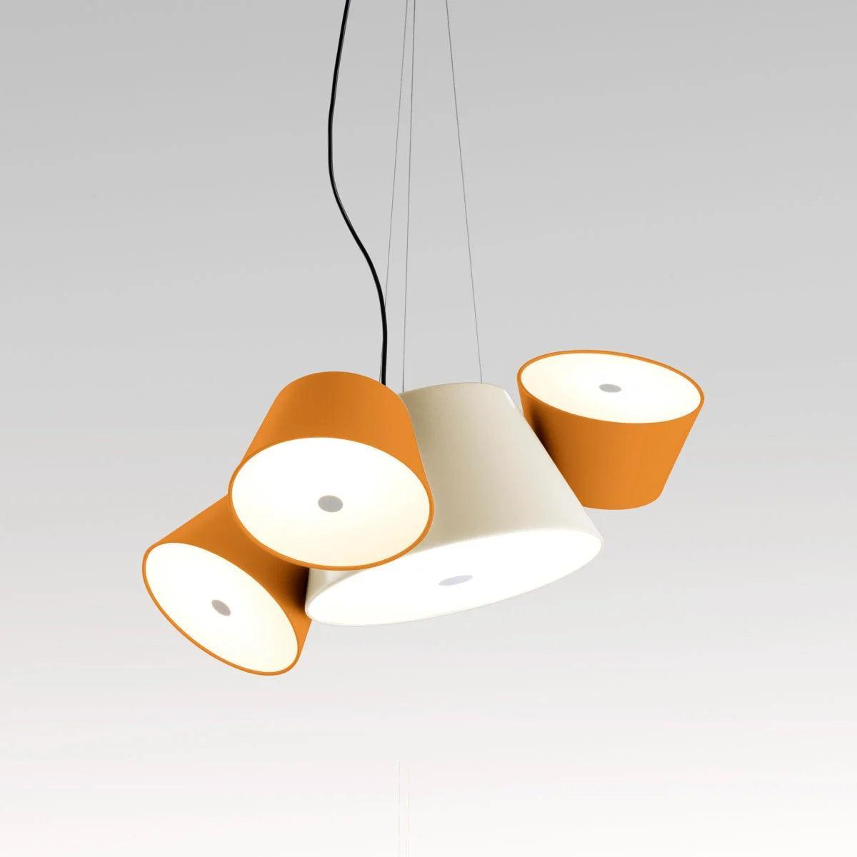 Lampa wisząca okrągła TAM TAM biały z pomarańczowymi kloszami Marset Eye on Design
