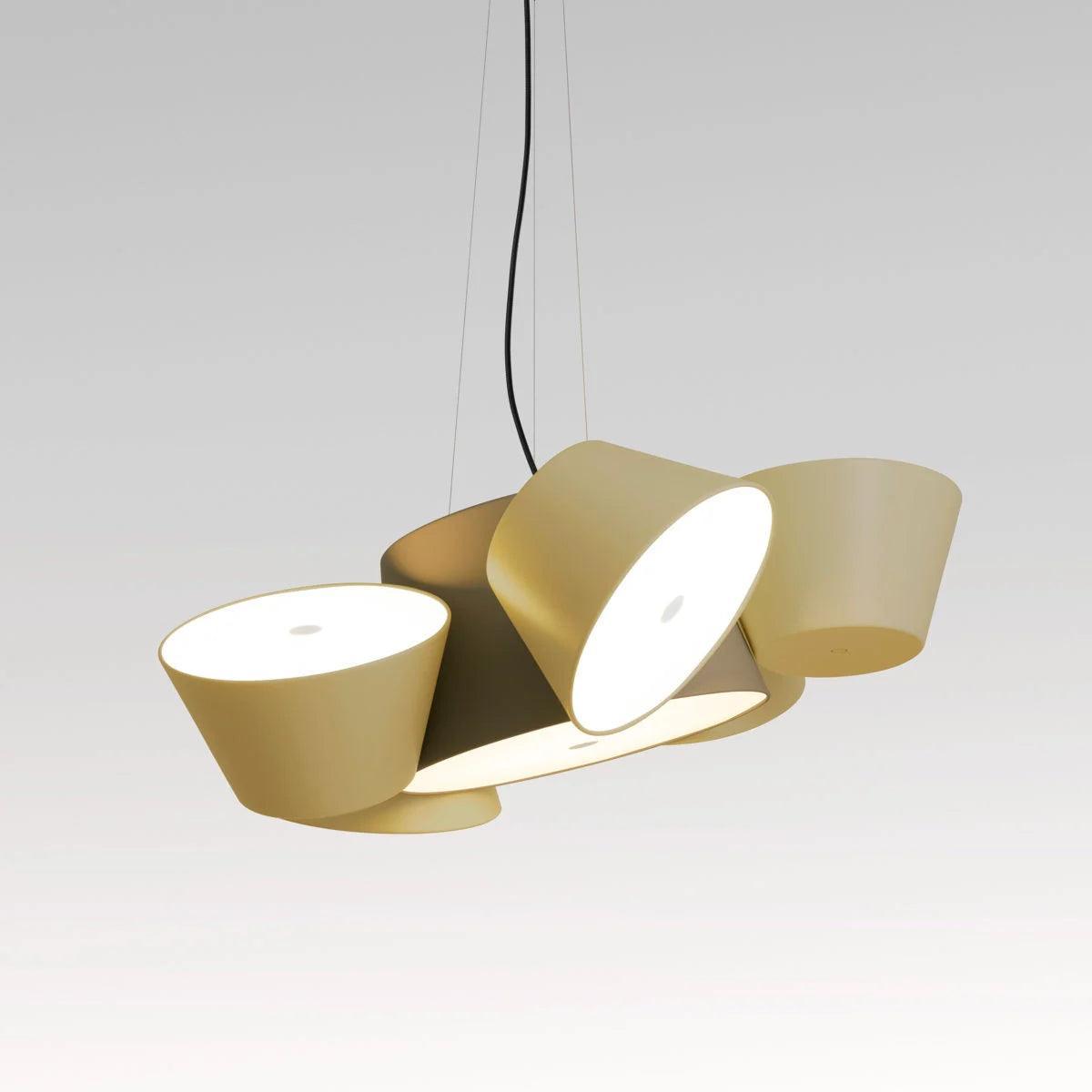Lampa wisząca okrągła TAM TAM khaki z oliwkowymi kloszami Marset Eye on Design