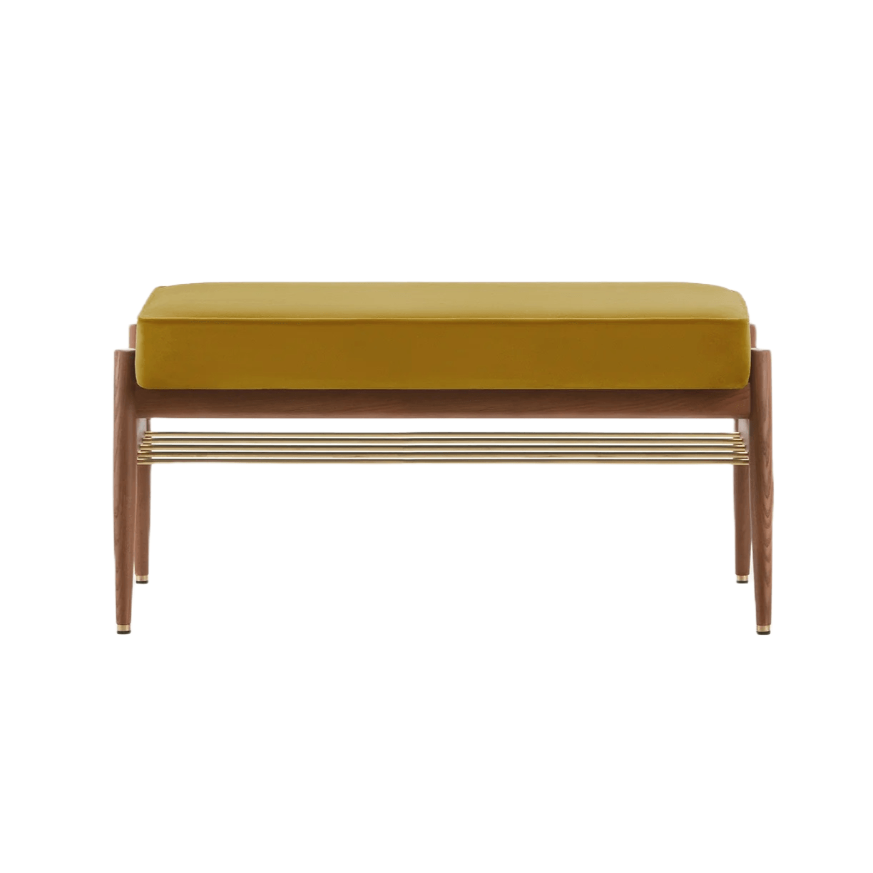 Ławka FOX żółty w tkaninie Shine Velvet Mustard 366 concept Eye on Design