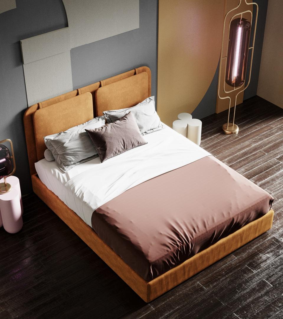 Łóżko tapicerowane SYNERGY miedziany beż Happy Barok Eye on Design