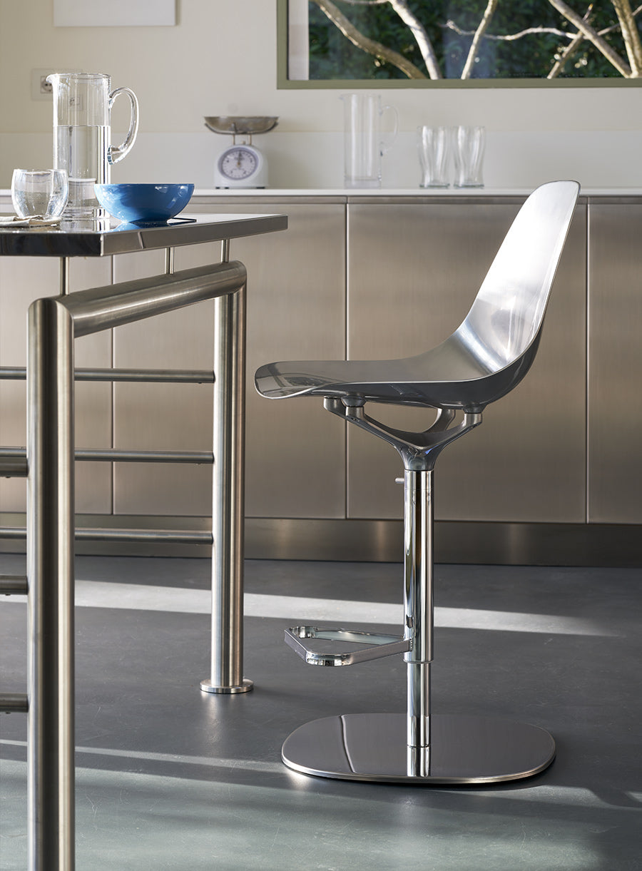 Adjustable Stool MAMMAMIA polished aluminum
