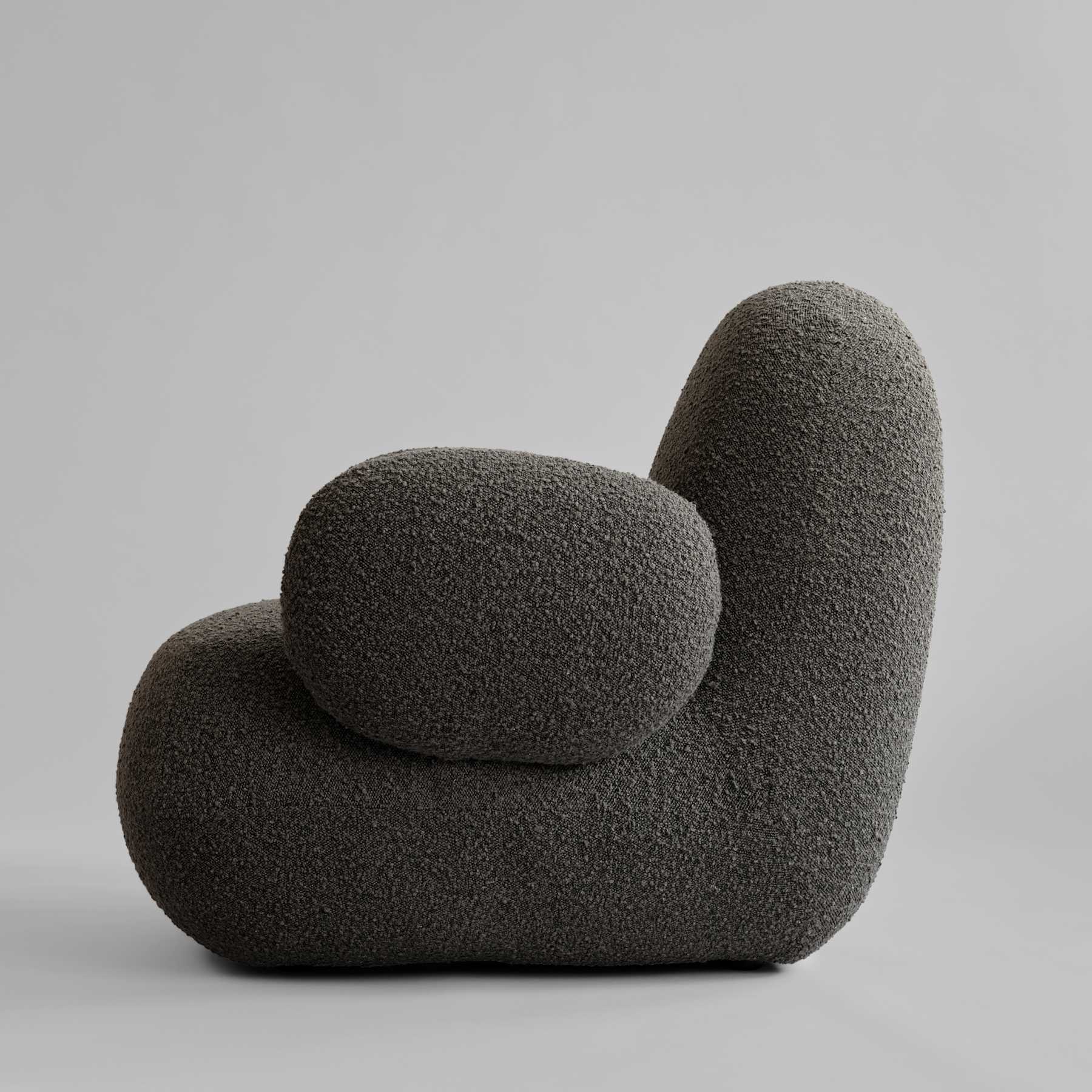 TOE FLAT armchair gray-brown bouclé