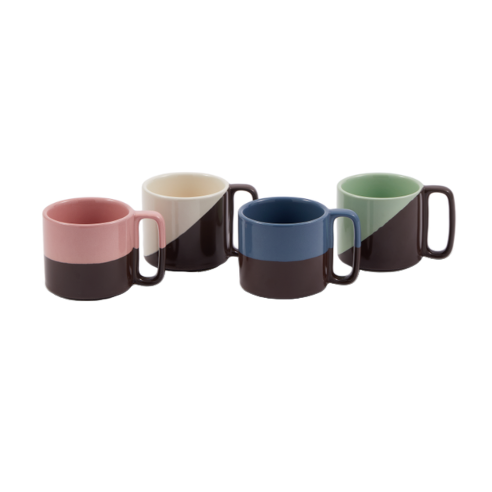 Colorful STACKING mug set with dark gray