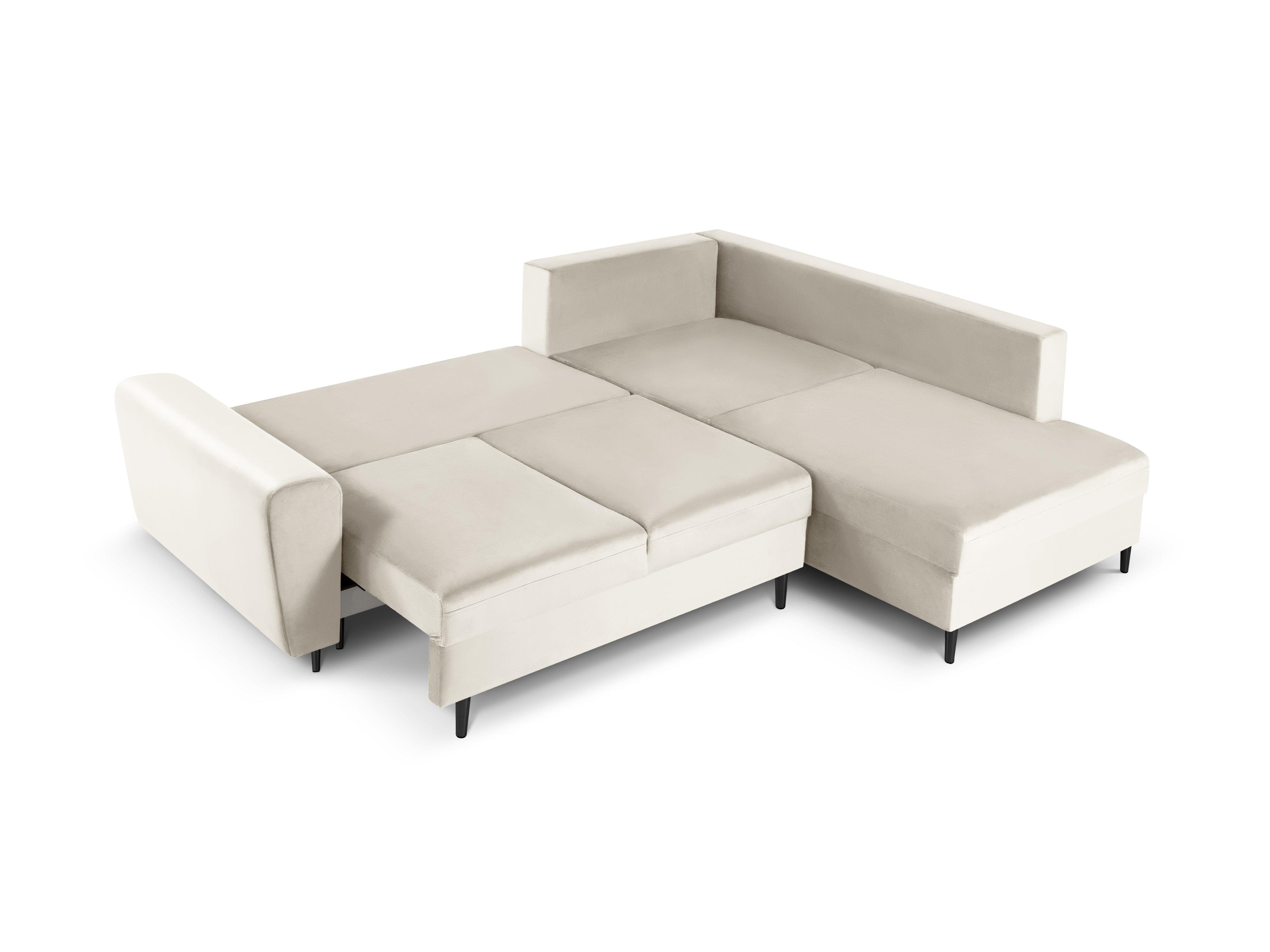 Narożnik 5-osobowy prawostronny z funkcją spania KYOTO beżowy z czarną podstawą Cosmopolitan Design Eye on Design