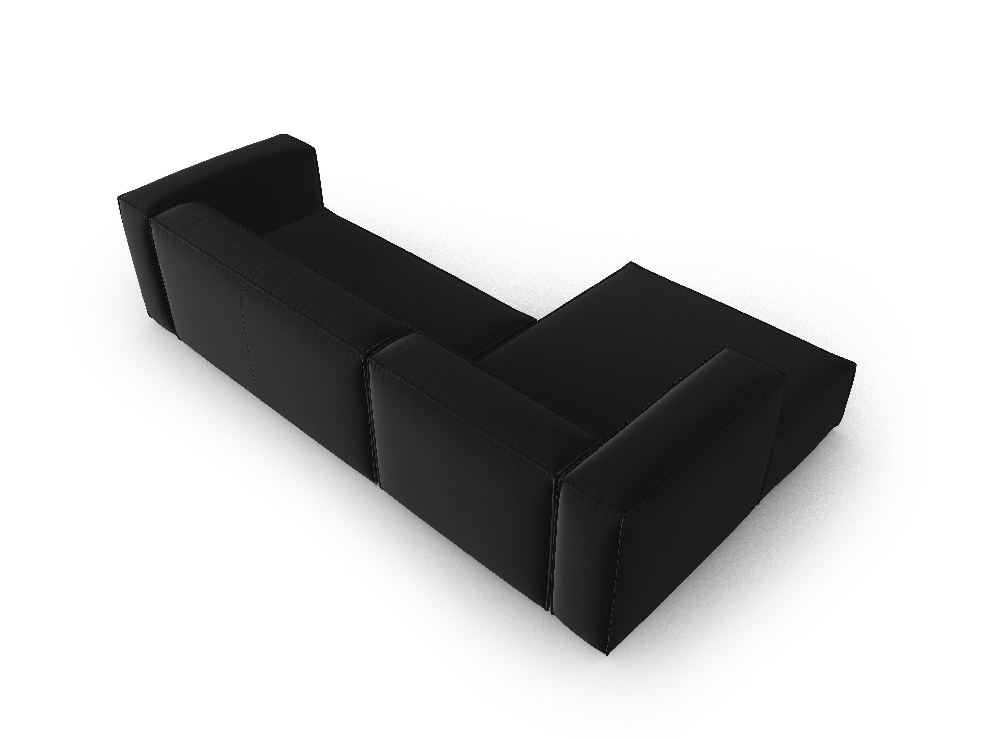 Narożnik aksamitny 4-osobowy lewostronny MACKAY czarny Cosmopolitan Design Eye on Design