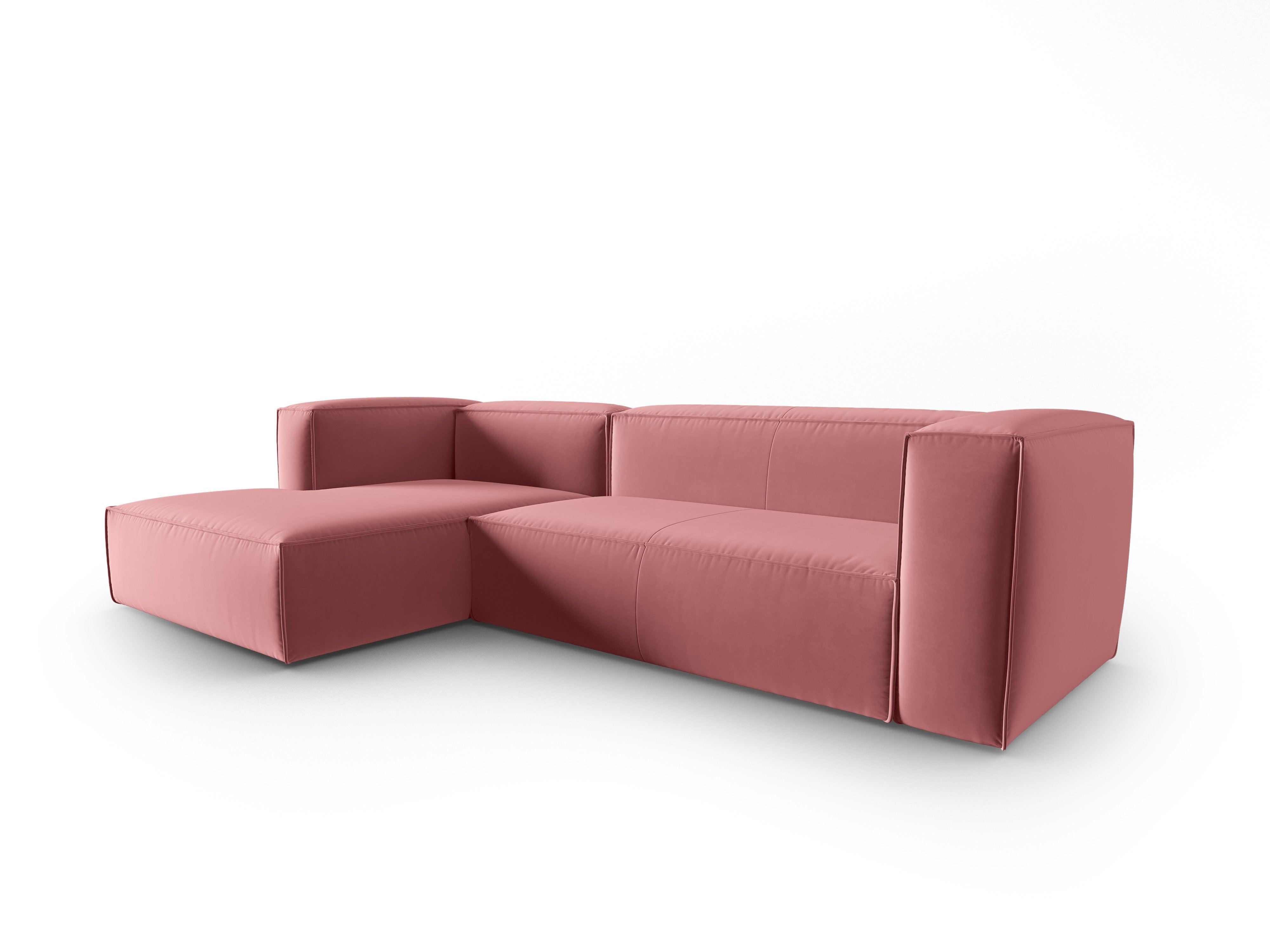 Narożnik aksamitny 4-osobowy lewostronny MACKAY łososiowy Cosmopolitan Design Eye on Design