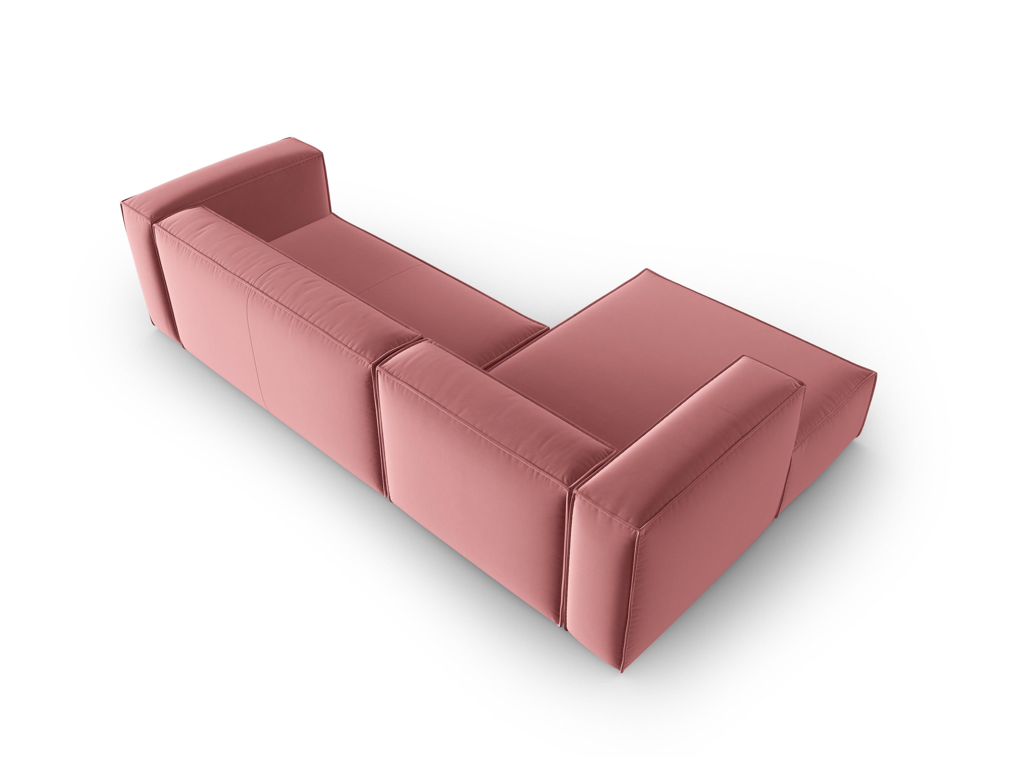 Narożnik aksamitny 4-osobowy lewostronny MACKAY łososiowy Cosmopolitan Design Eye on Design