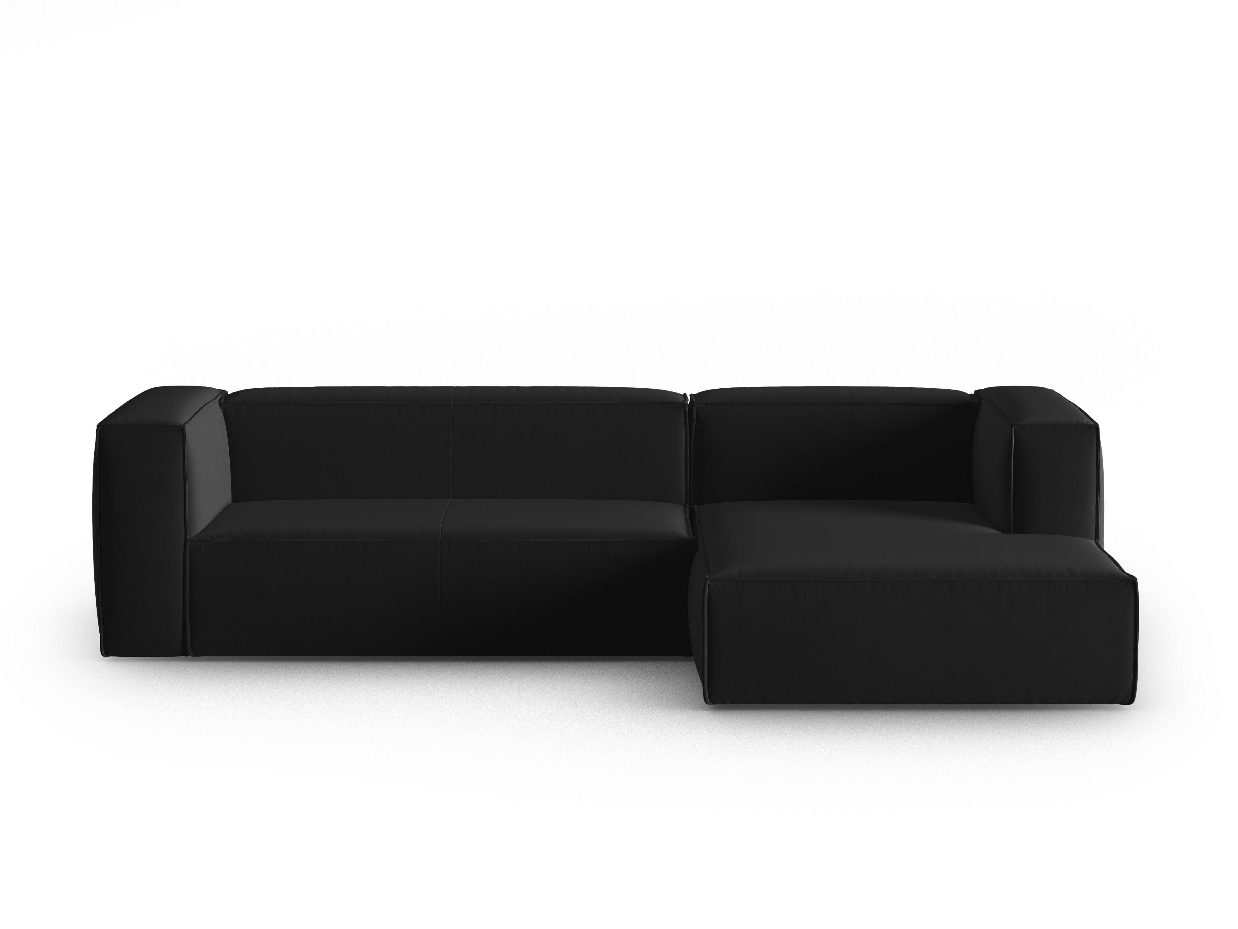 Narożnik aksamitny 4-osobowy prawostronny MACKAY czarny Cosmopolitan Design Eye on Design