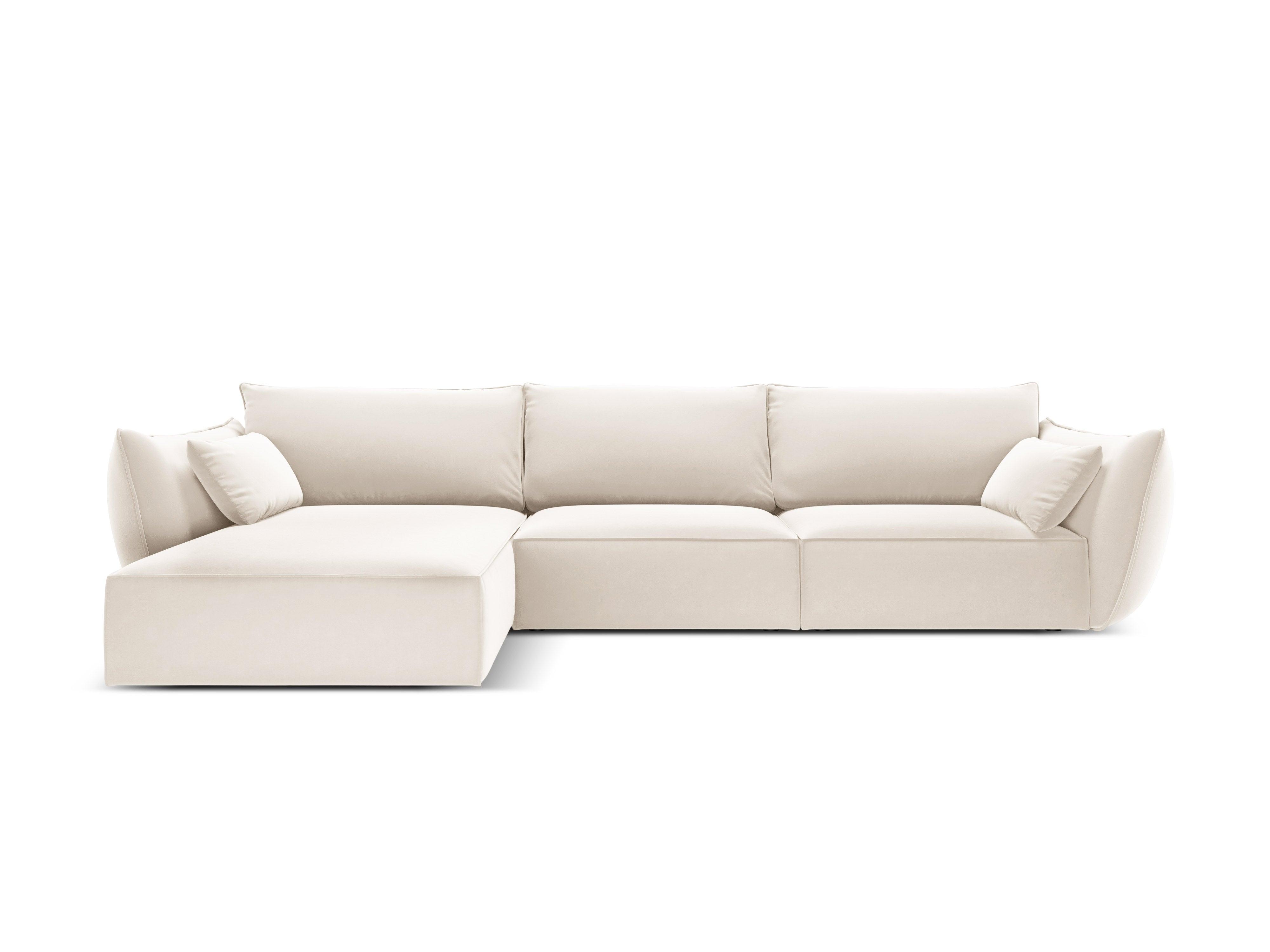 Narożnik aksamitny lewostronny 4-osobowy VANDA beżowy Mazzini Sofas Eye on Design
