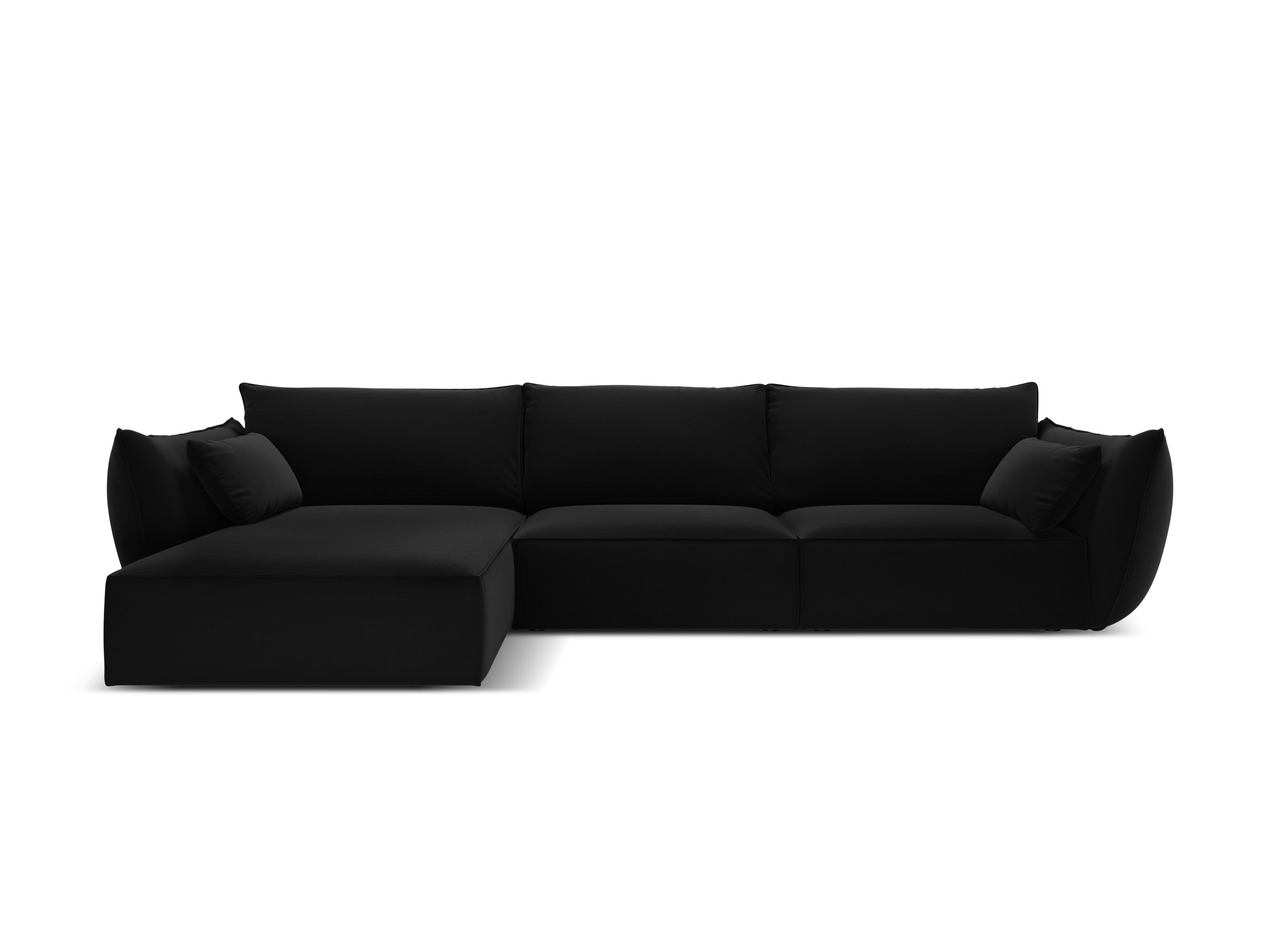 Narożnik aksamitny lewostronny 4-osobowy VANDA czarny Mazzini Sofas Eye on Design