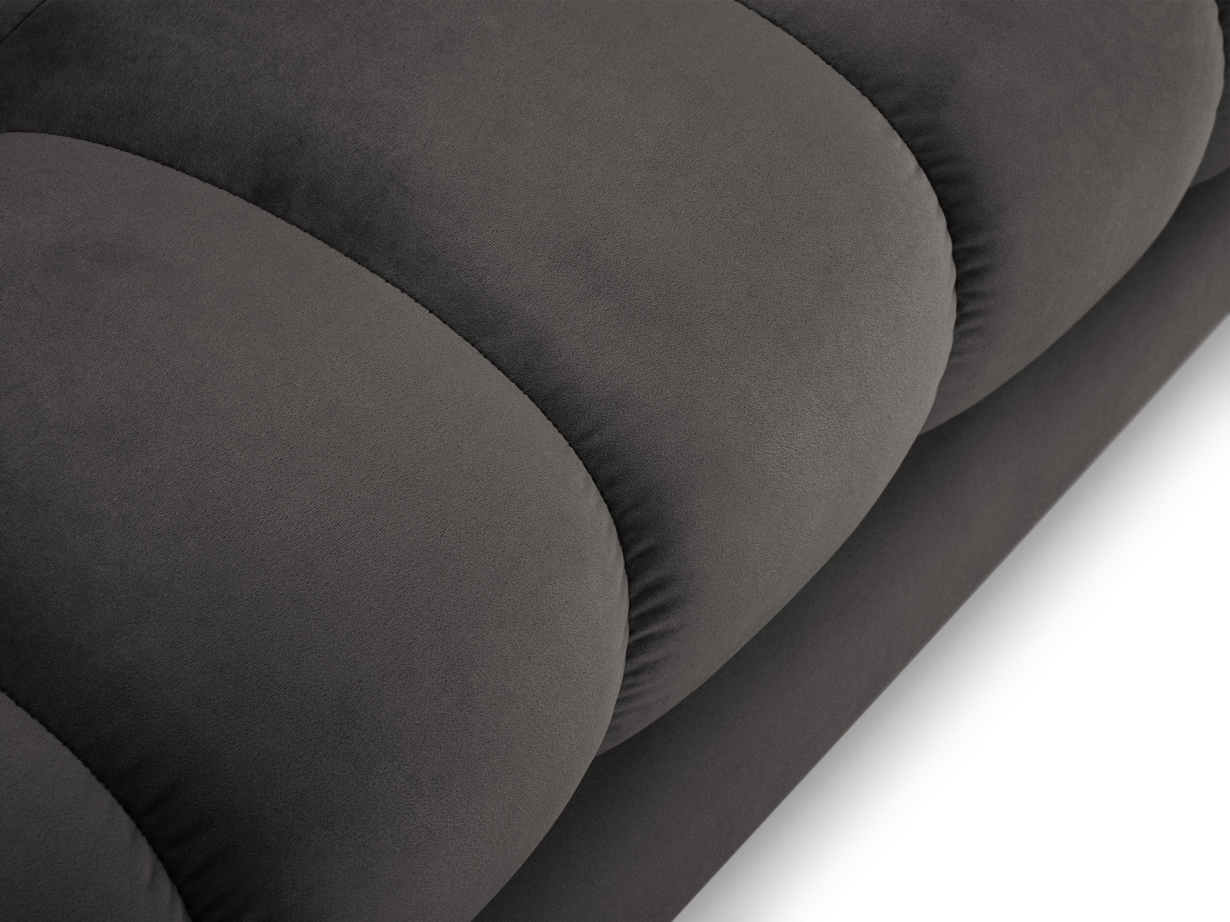 Narożnik aksamitny lewostronny BALI ciemnoszary ze złotą podstawą Cosmopolitan Design Eye on Design