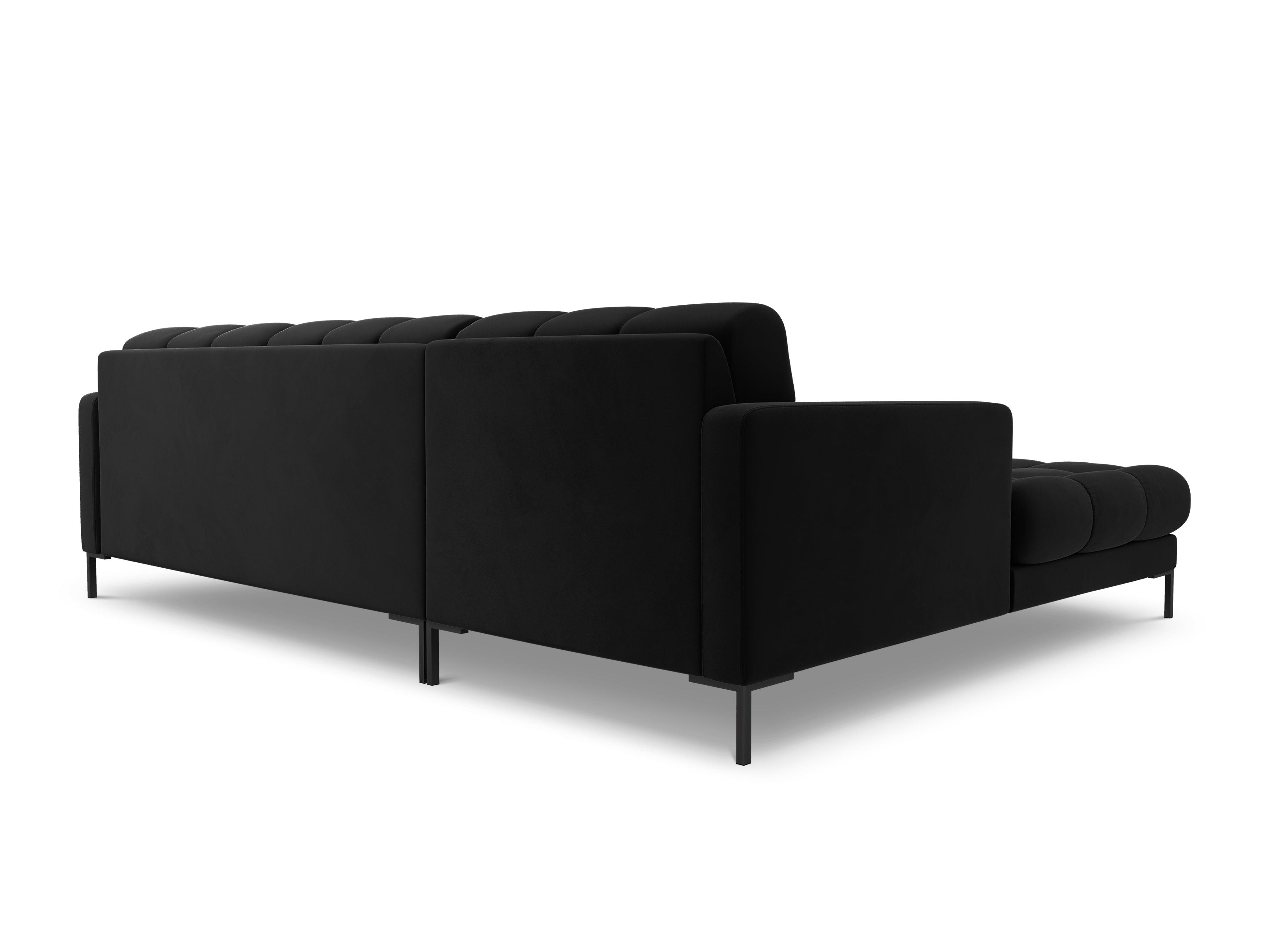 Narożnik aksamitny lewostronny BALI czarny z czarną podstawą Cosmopolitan Design Eye on Design
