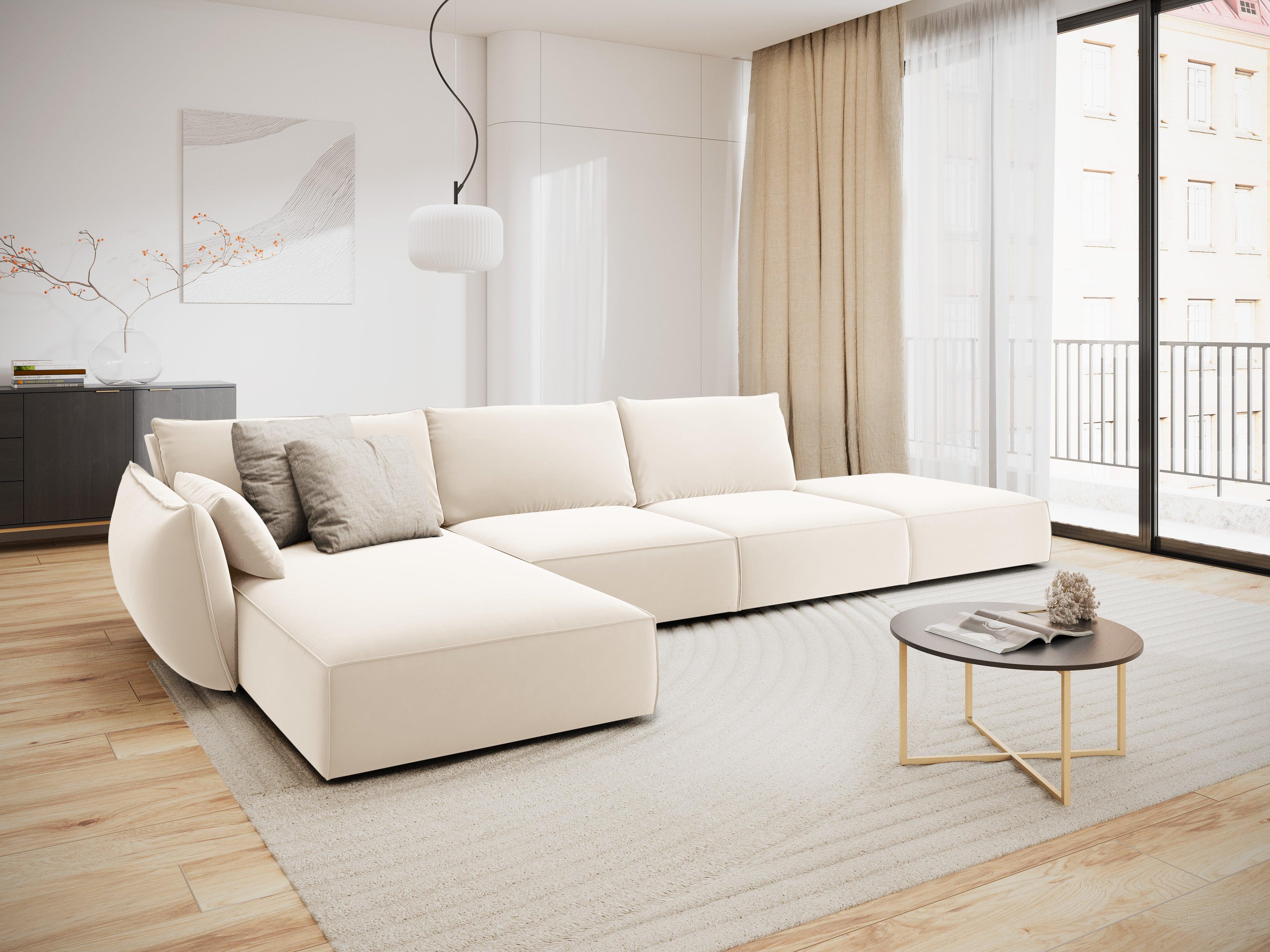 Narożnik aksamitny lewostronny otwarty VANDA beżowy Mazzini Sofas Eye on Design