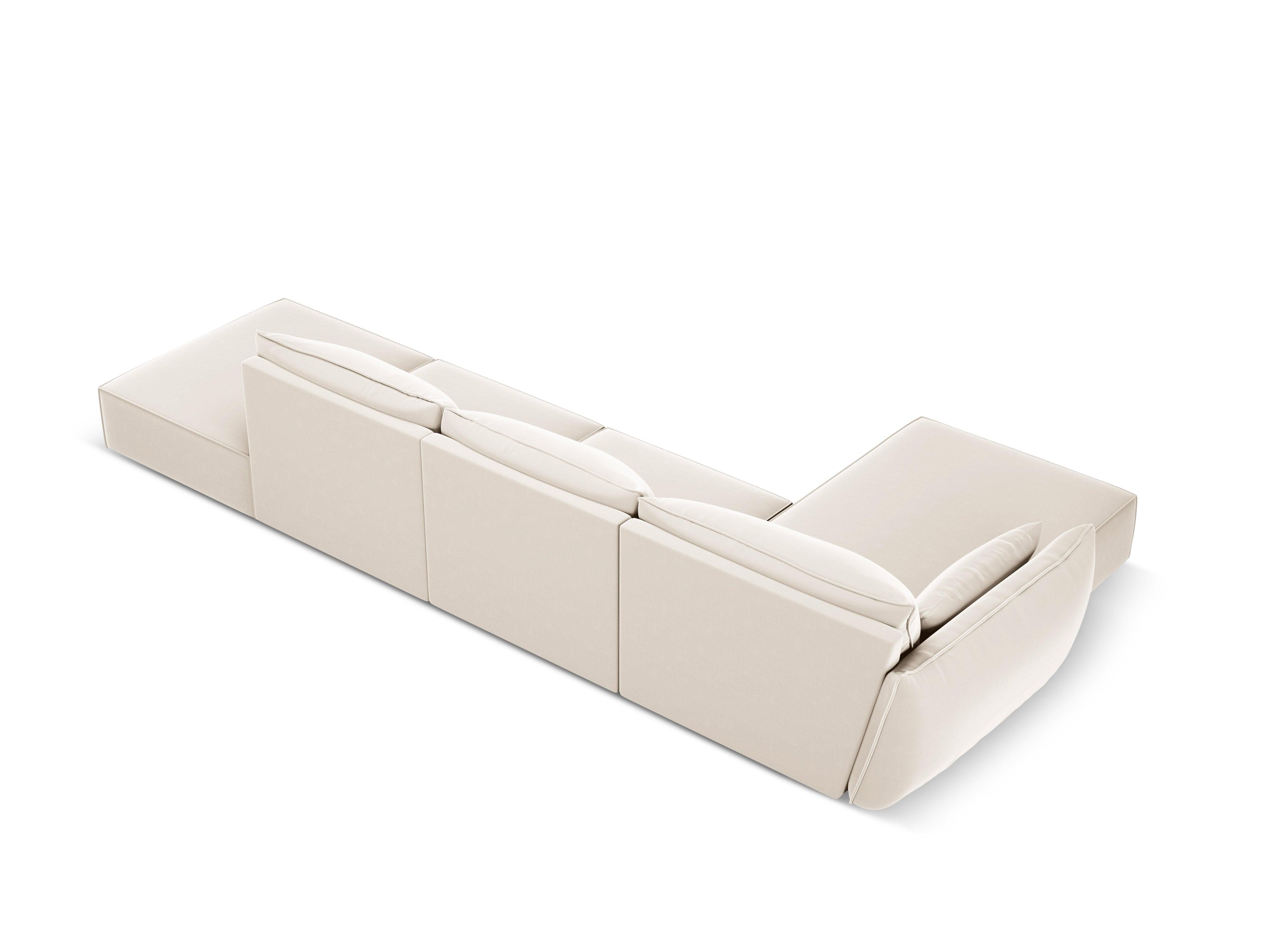 Narożnik aksamitny lewostronny otwarty VANDA beżowy Mazzini Sofas Eye on Design