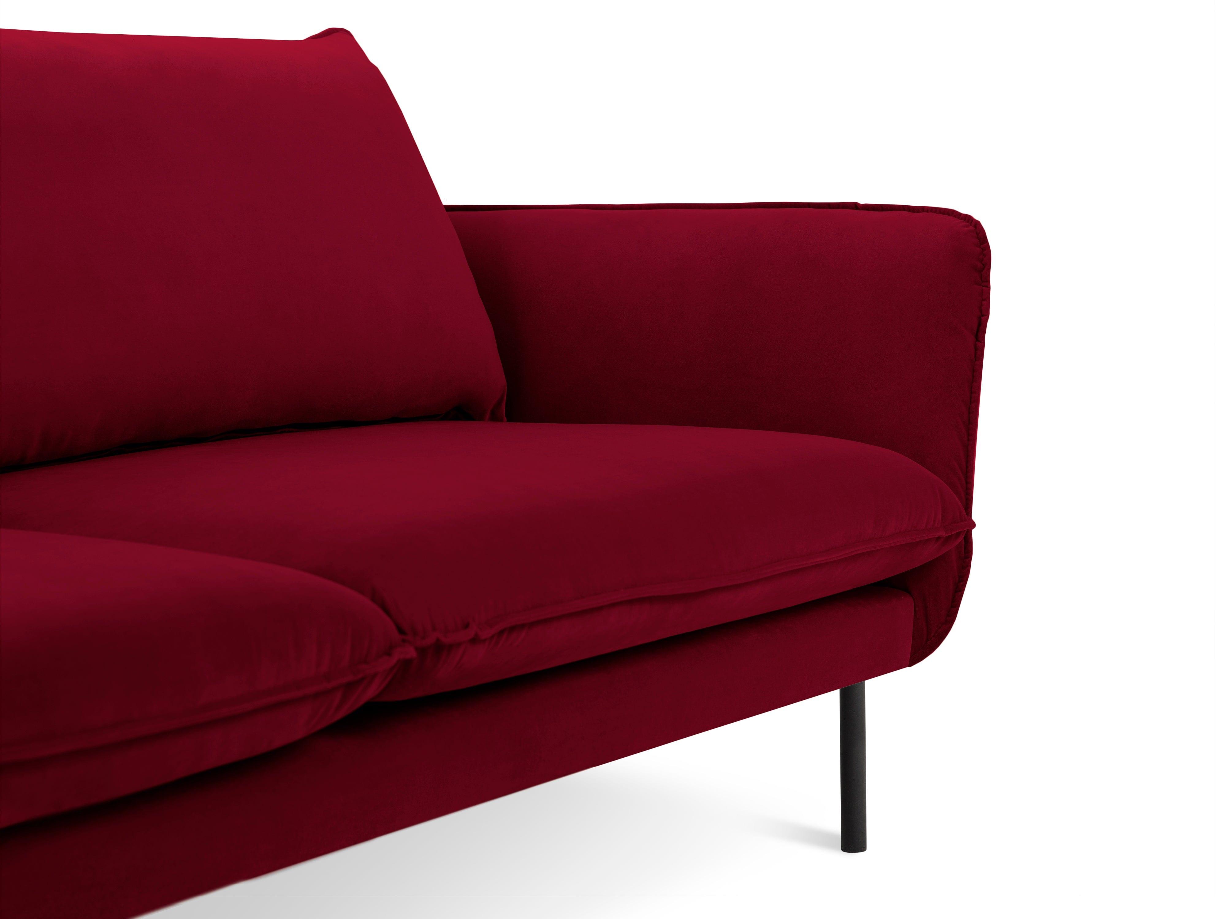 Narożnik aksamitny lewostronny VIENNA bordowy z czarną podstawą Cosmopolitan Design Eye on Design