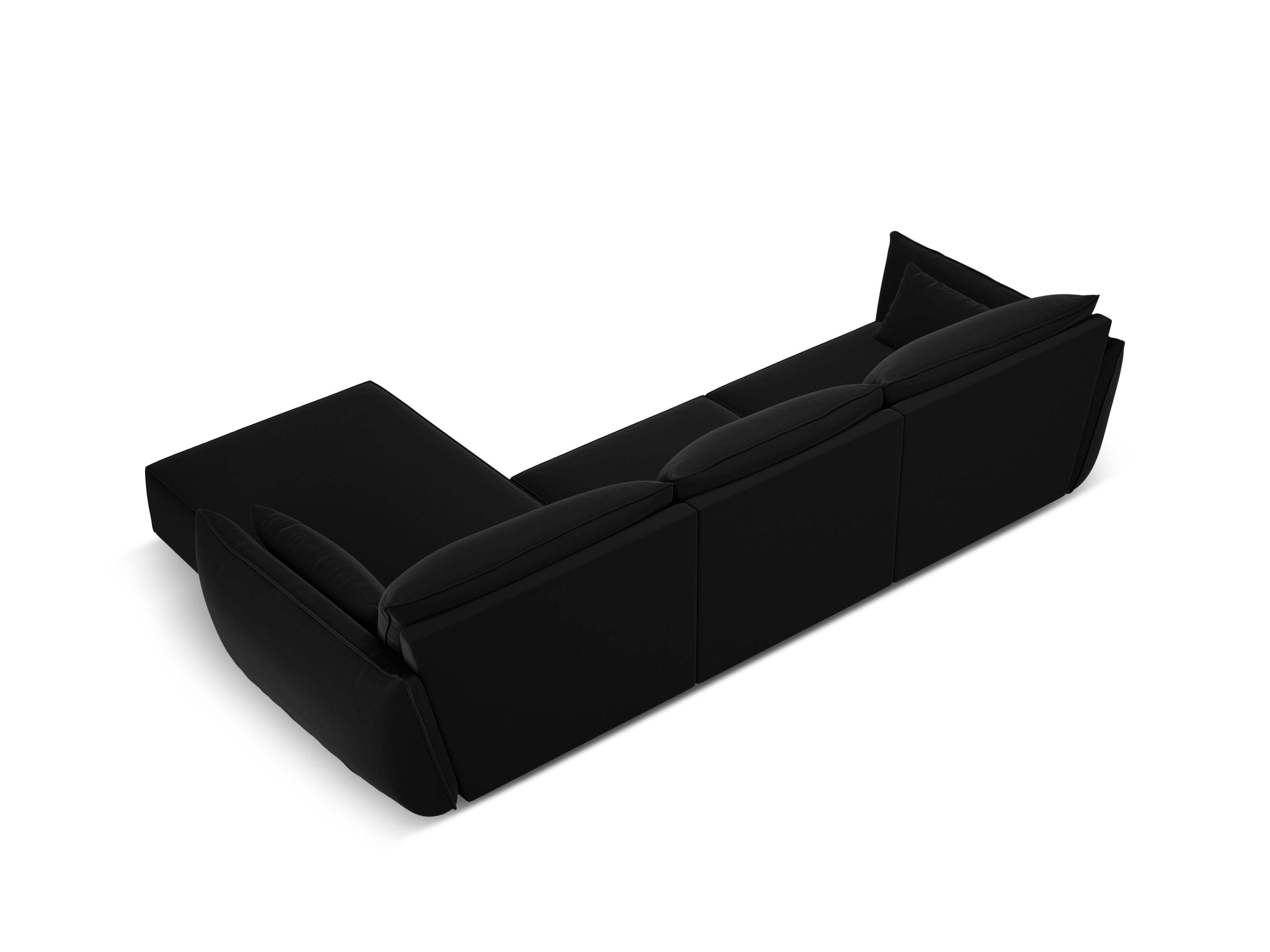 Narożnik aksamitny prawostronny 4-osobowy VANDA czarny Mazzini Sofas Eye on Design