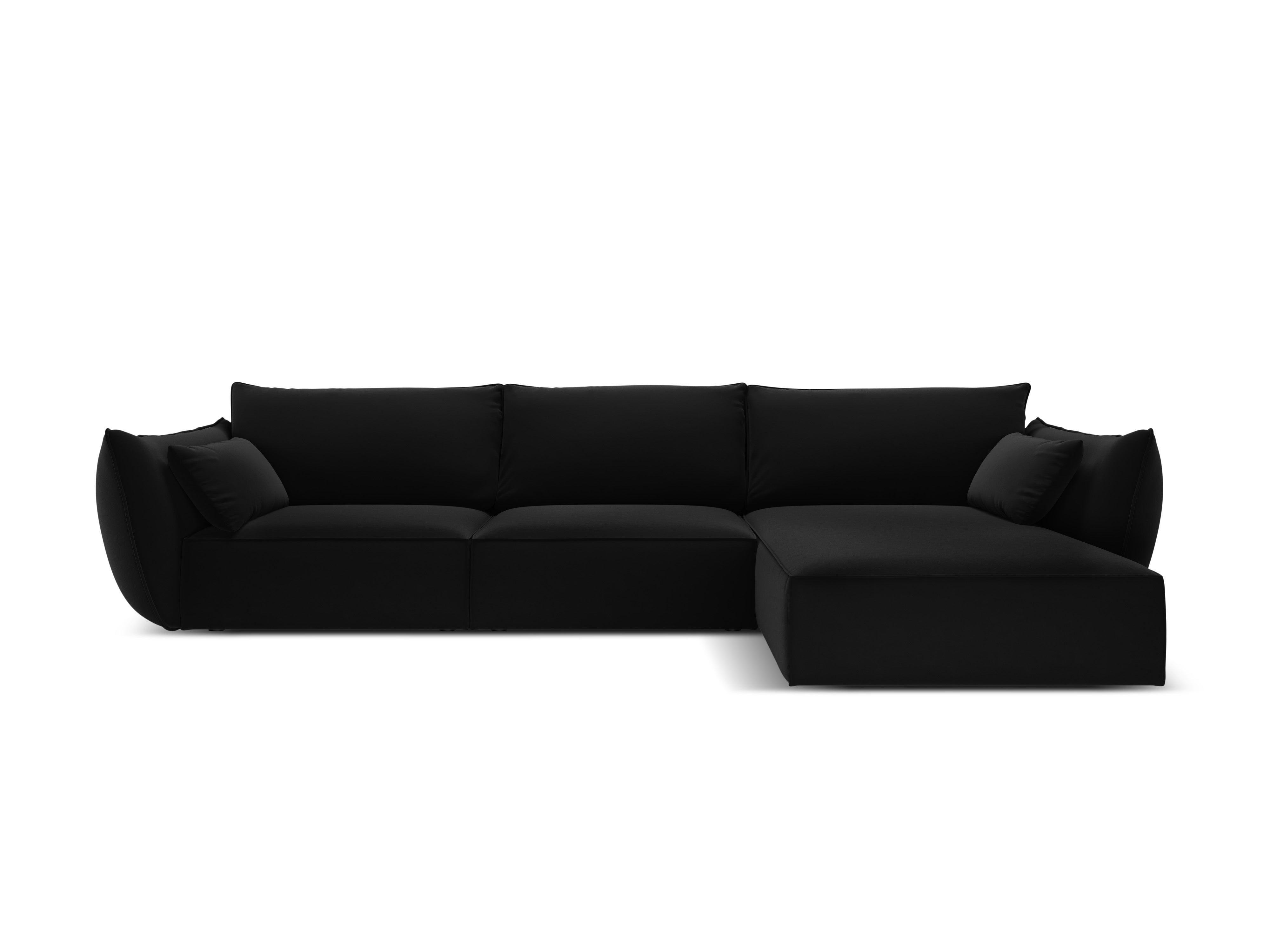 Narożnik aksamitny prawostronny 4-osobowy VANDA czarny Mazzini Sofas Eye on Design