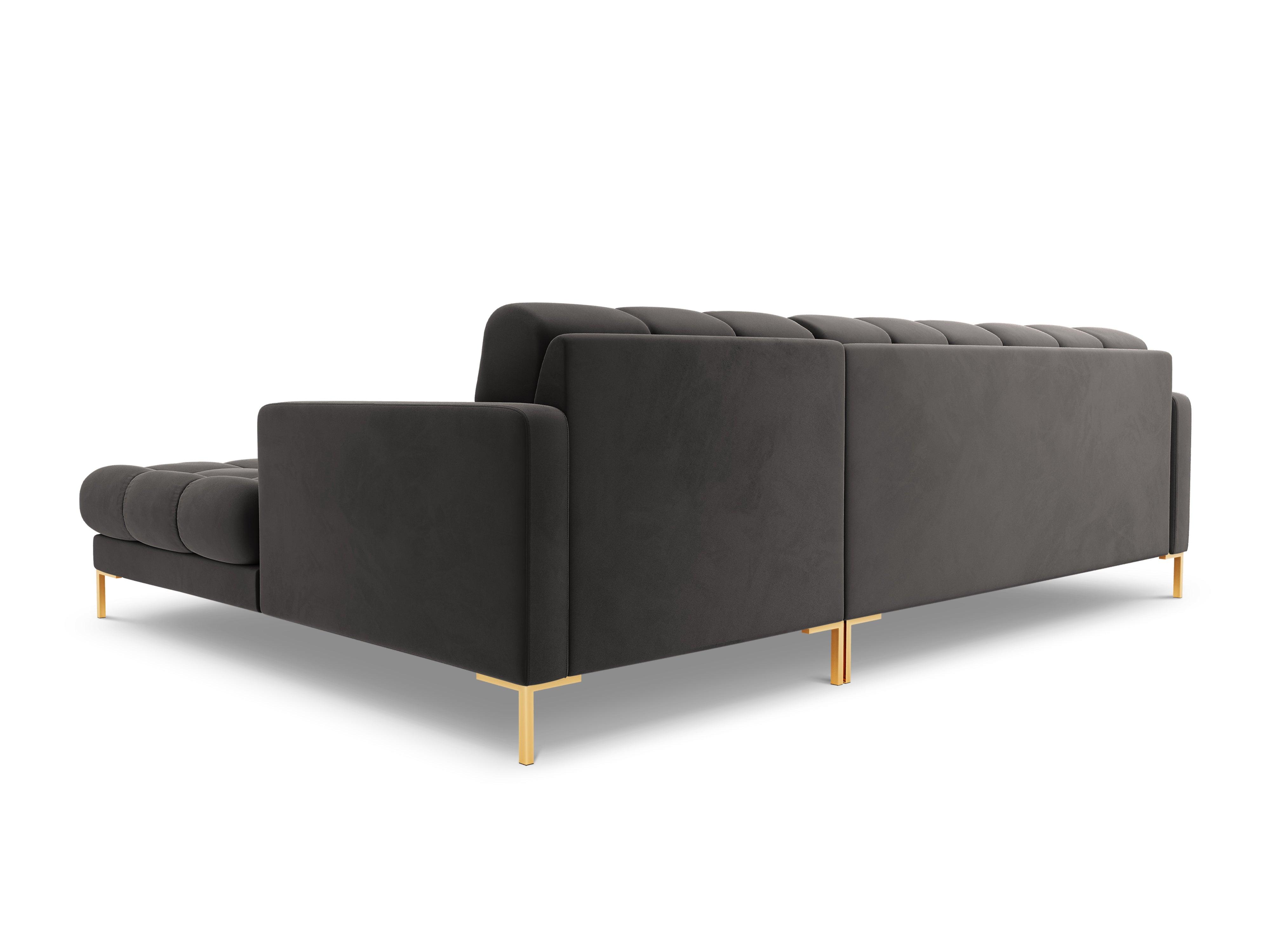 Narożnik aksamitny prawostronny BALI ciemnoszary ze złotą podstawą Cosmopolitan Design Eye on Design