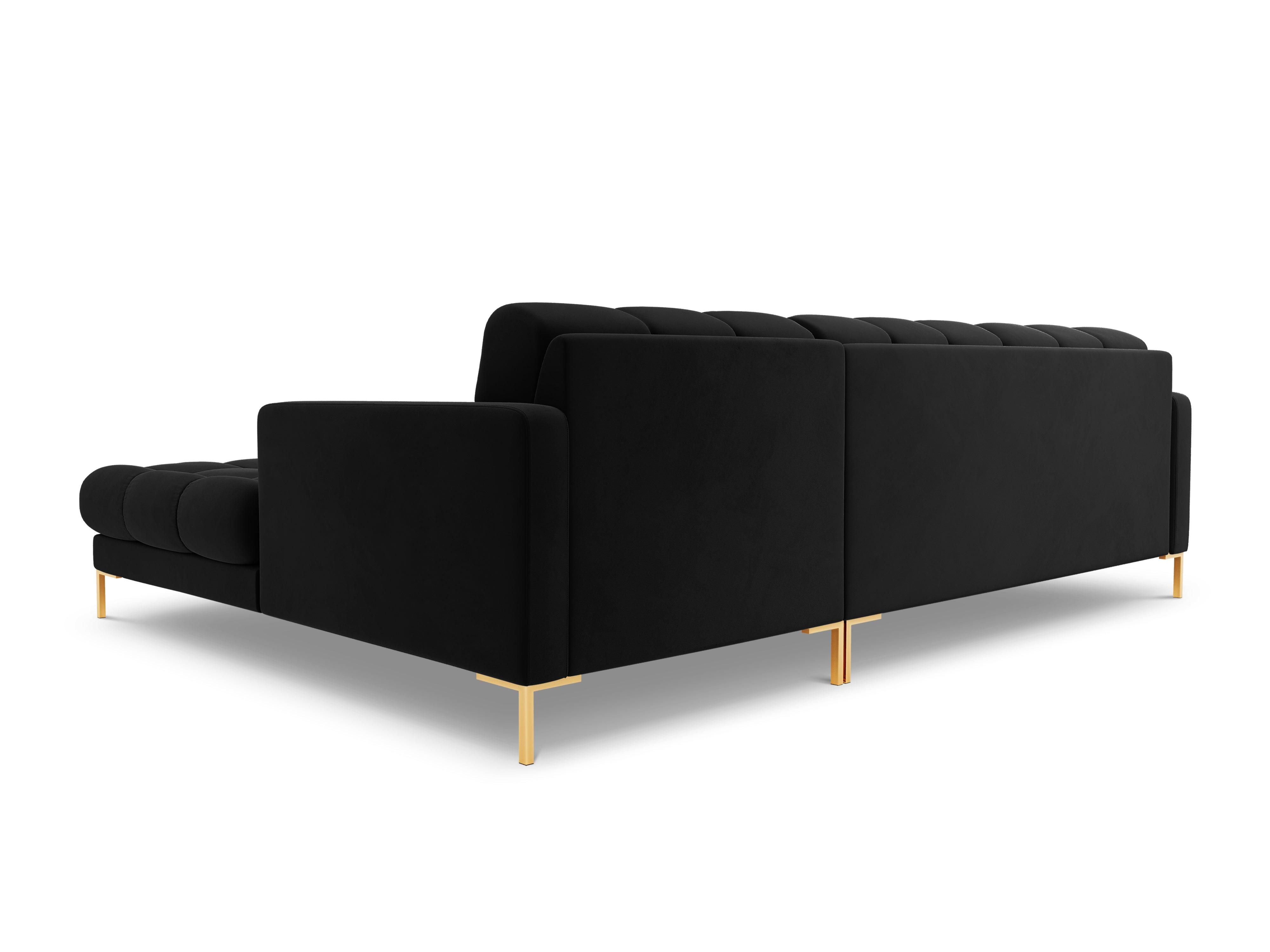 Narożnik aksamitny prawostronny BALI czarny ze złotą podstawą Cosmopolitan Design Eye on Design