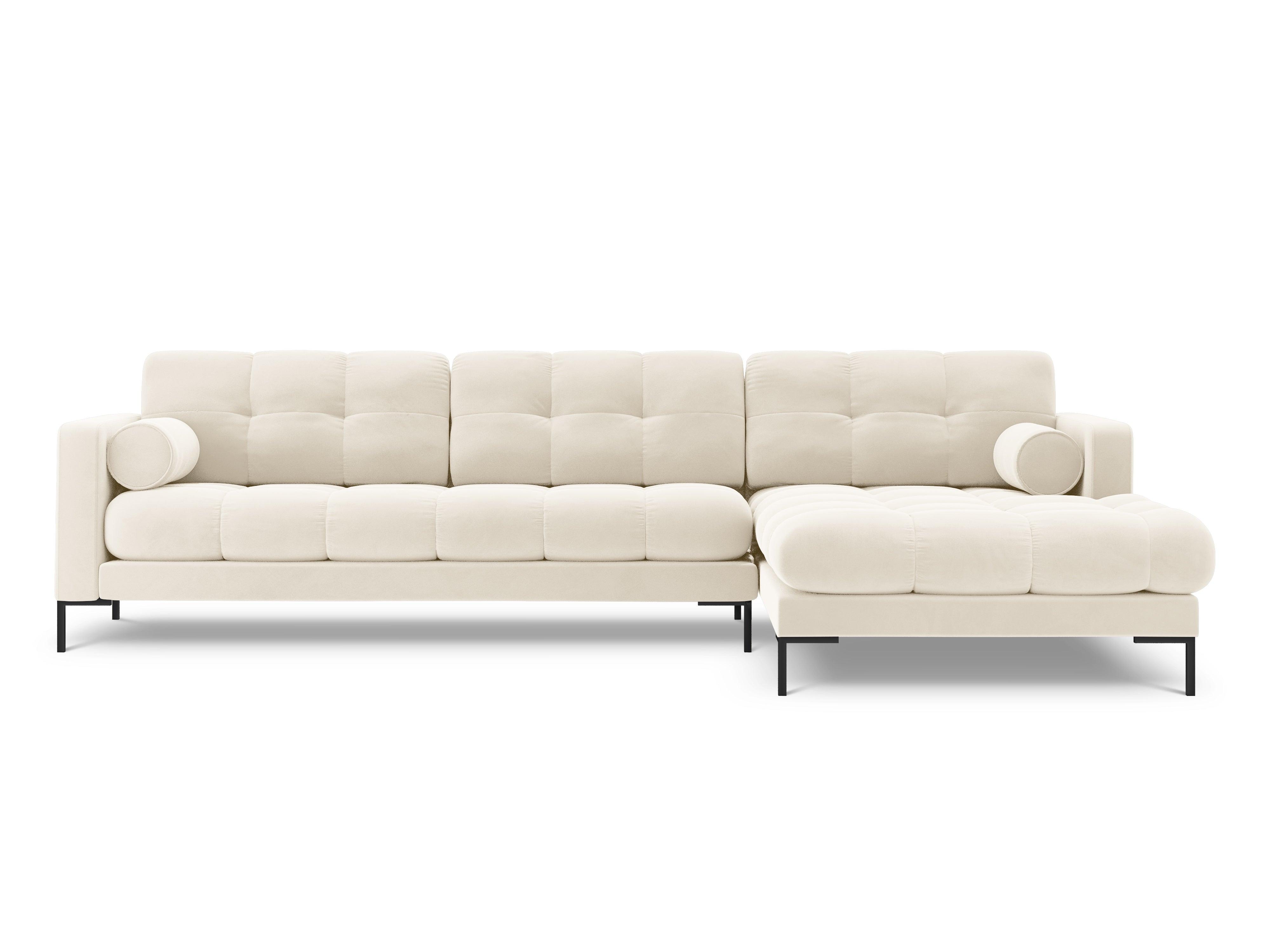 Narożnik aksamitny prawostronny BALI jasnobeżowy z czarną podstawą Cosmopolitan Design Eye on Design