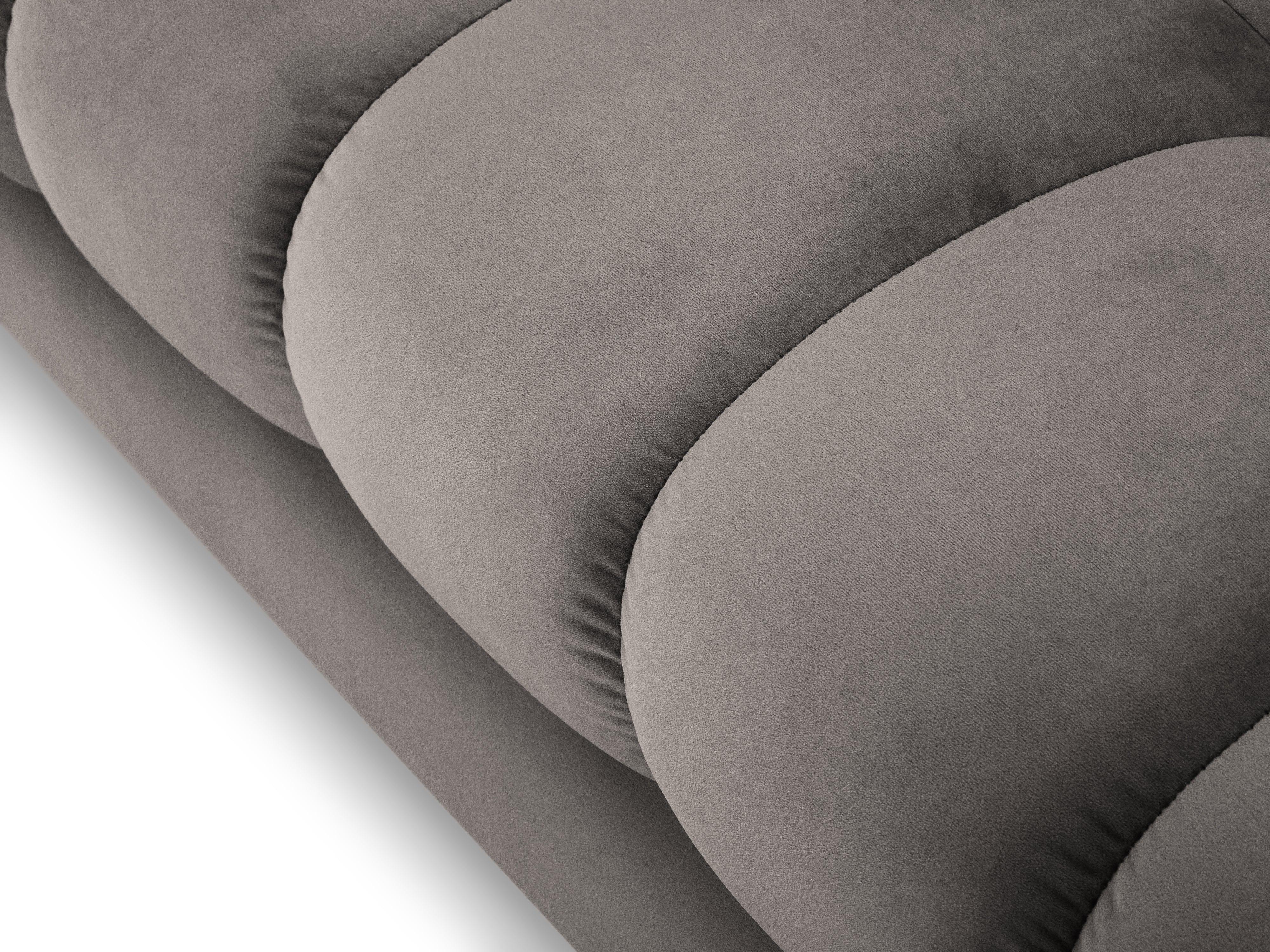 Narożnik aksamitny prawostronny BALI jasnoszary ze złotą podstawą Cosmopolitan Design Eye on Design