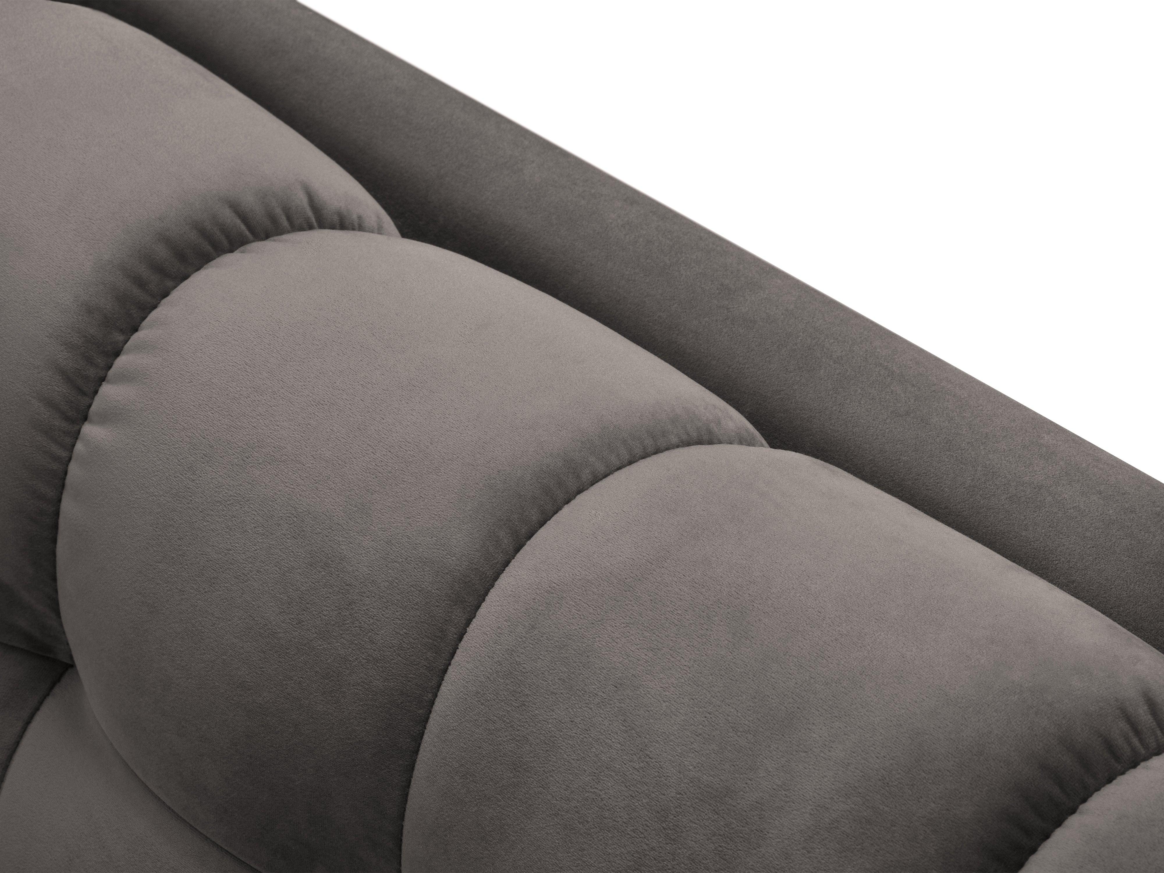 Narożnik aksamitny prawostronny BALI jasnoszary ze złotą podstawą Cosmopolitan Design Eye on Design