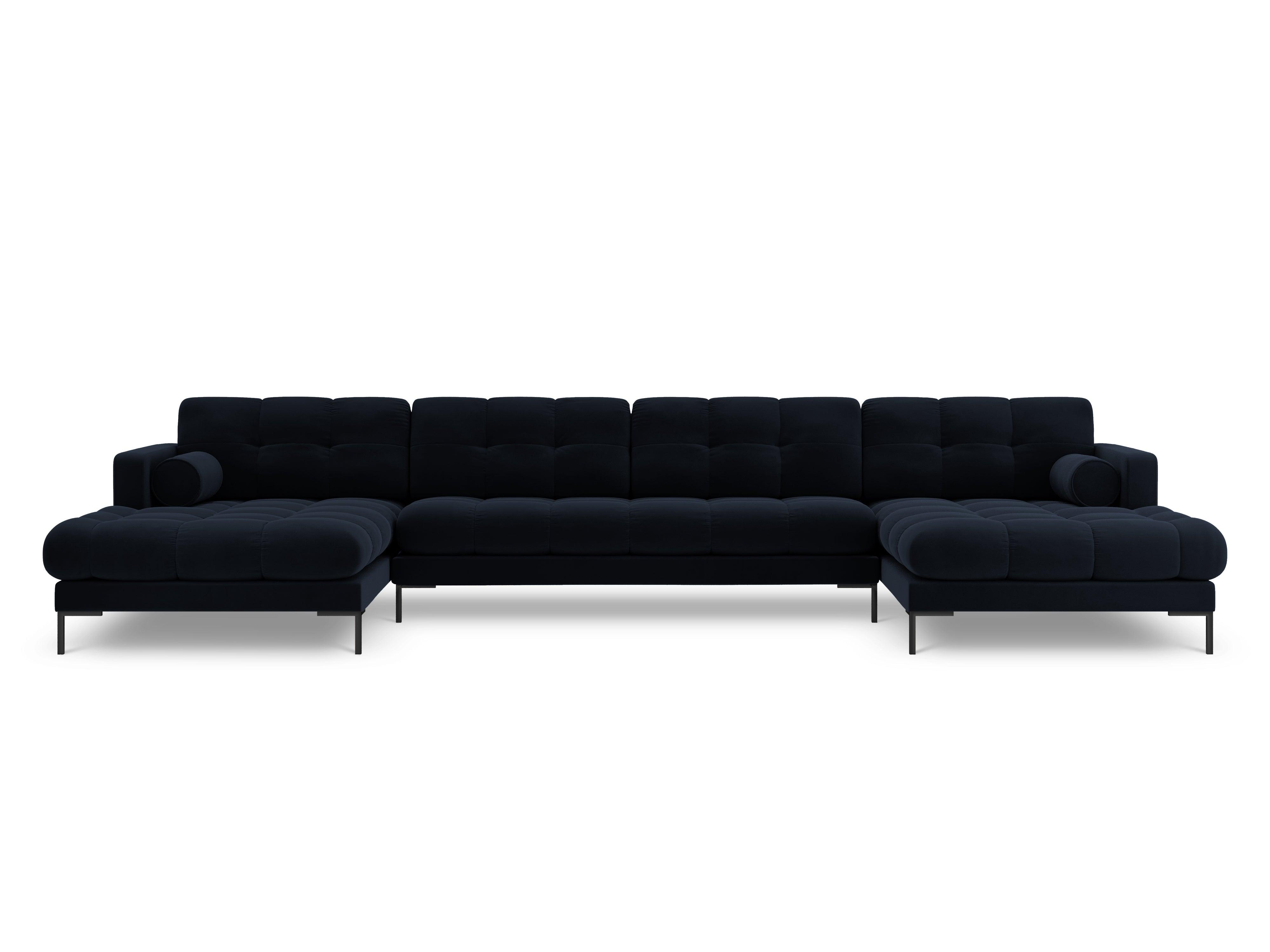 Narożnik aksamitny w kształcie U BALI ciemnoniebieski z czarną podstawą Cosmopolitan Design Eye on Design