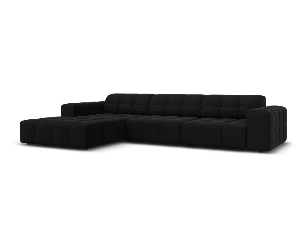Narożnik lewostronny aksamitny 4-osobowy CHICAGO czarny Cosmopolitan Design Eye on Design