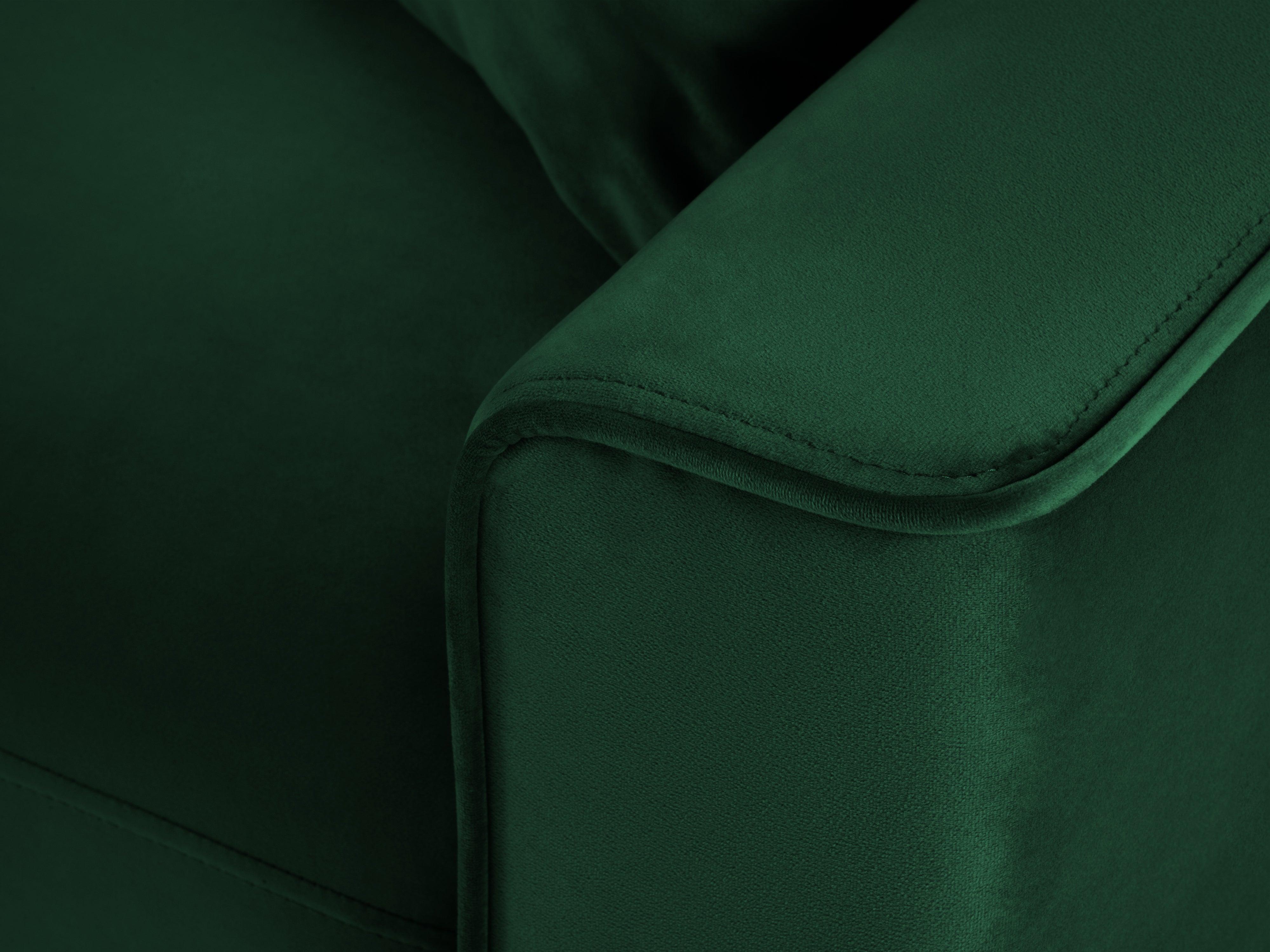 Narożnik lewostronny aksamitny z funkcją spania CARTADERA butelkowa zieleń z czarną podstawą Mazzini Sofas Eye on Design