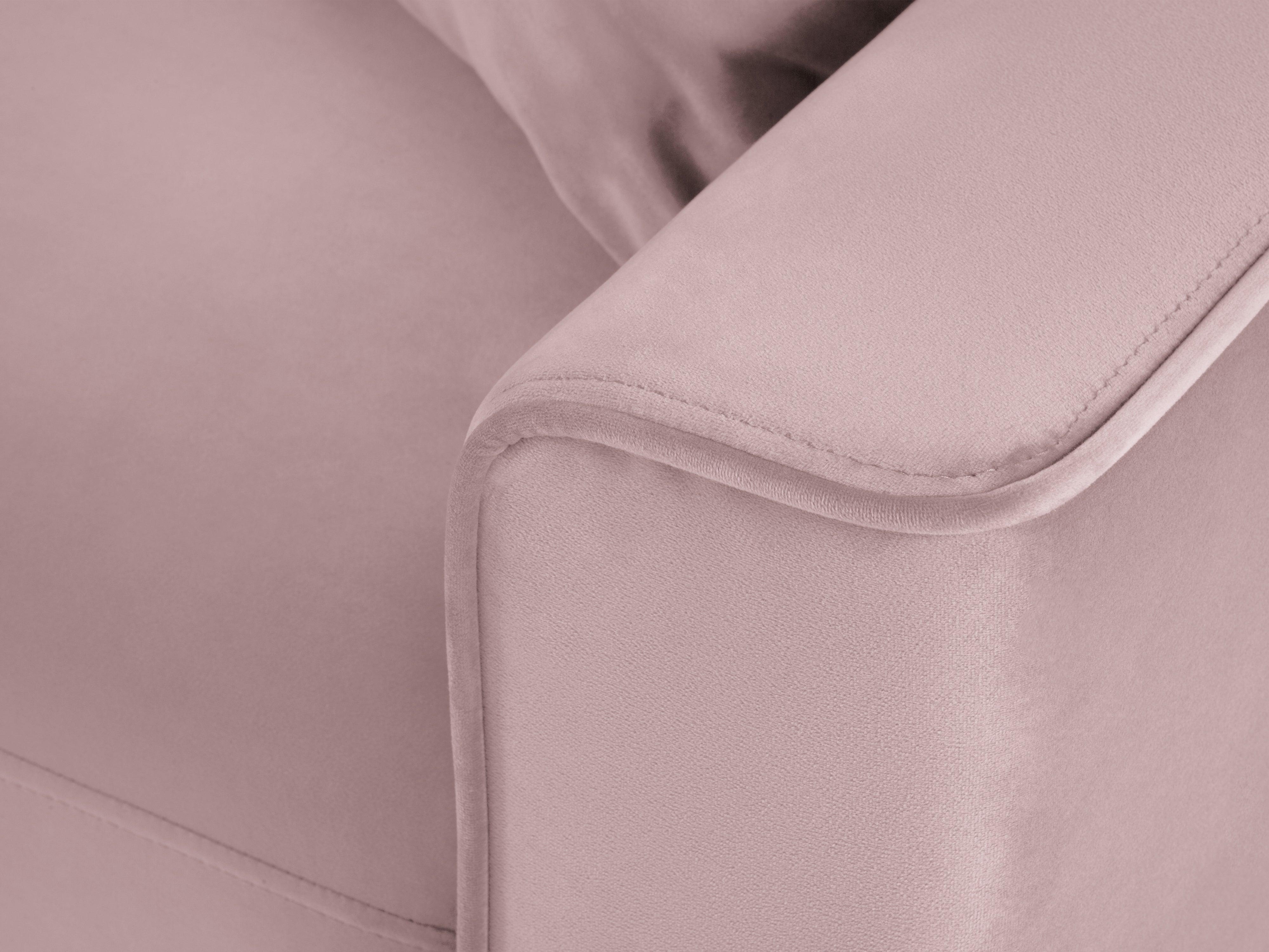 Narożnik lewostronny aksamitny z funkcją spania CARTADERA pudrowy róż ze złotą podstawą Mazzini Sofas Eye on Design