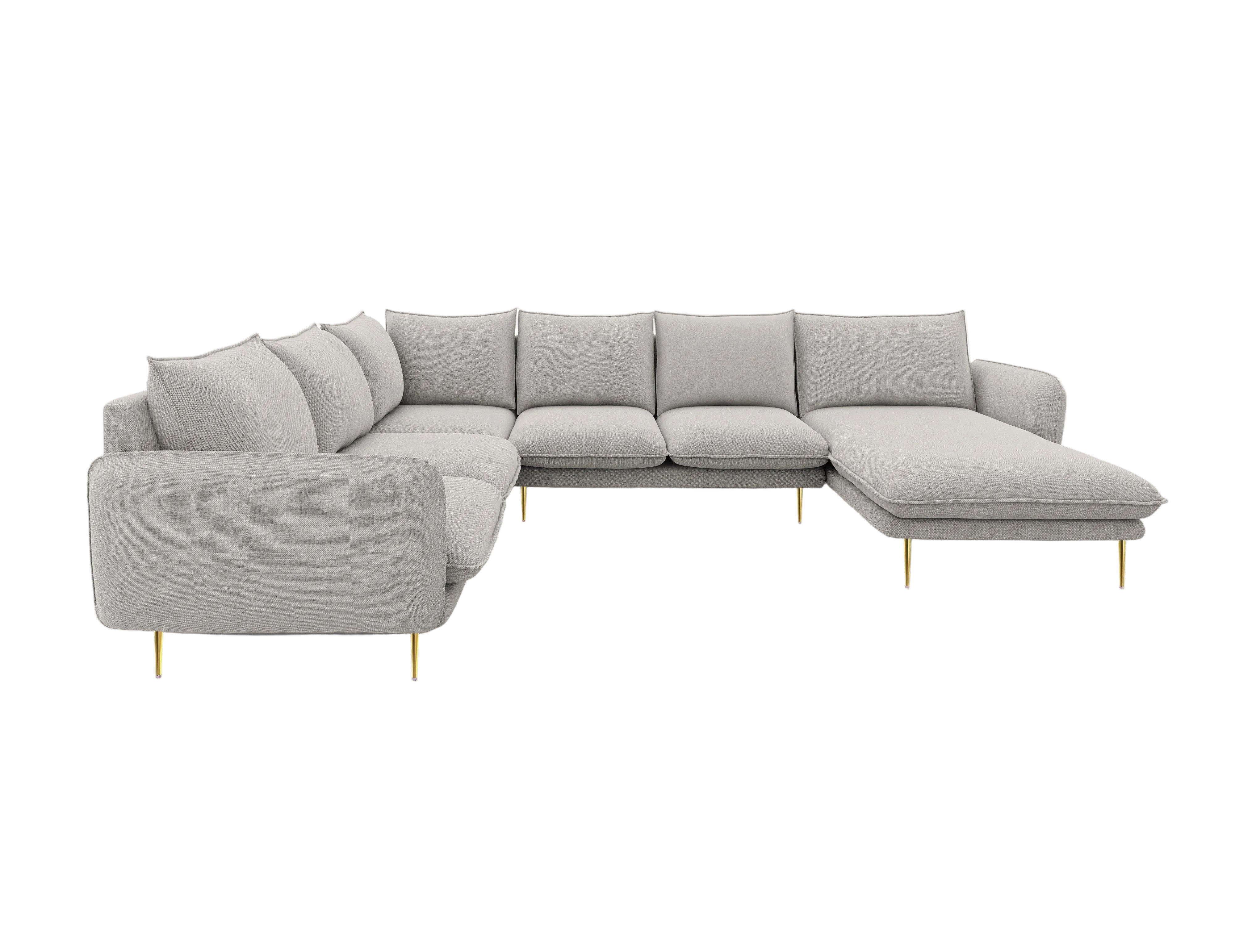 Narożnik lewostronny panoramiczny VIENNA jasnoszary ze złotą podstawą Cosmopolitan Design Eye on Design