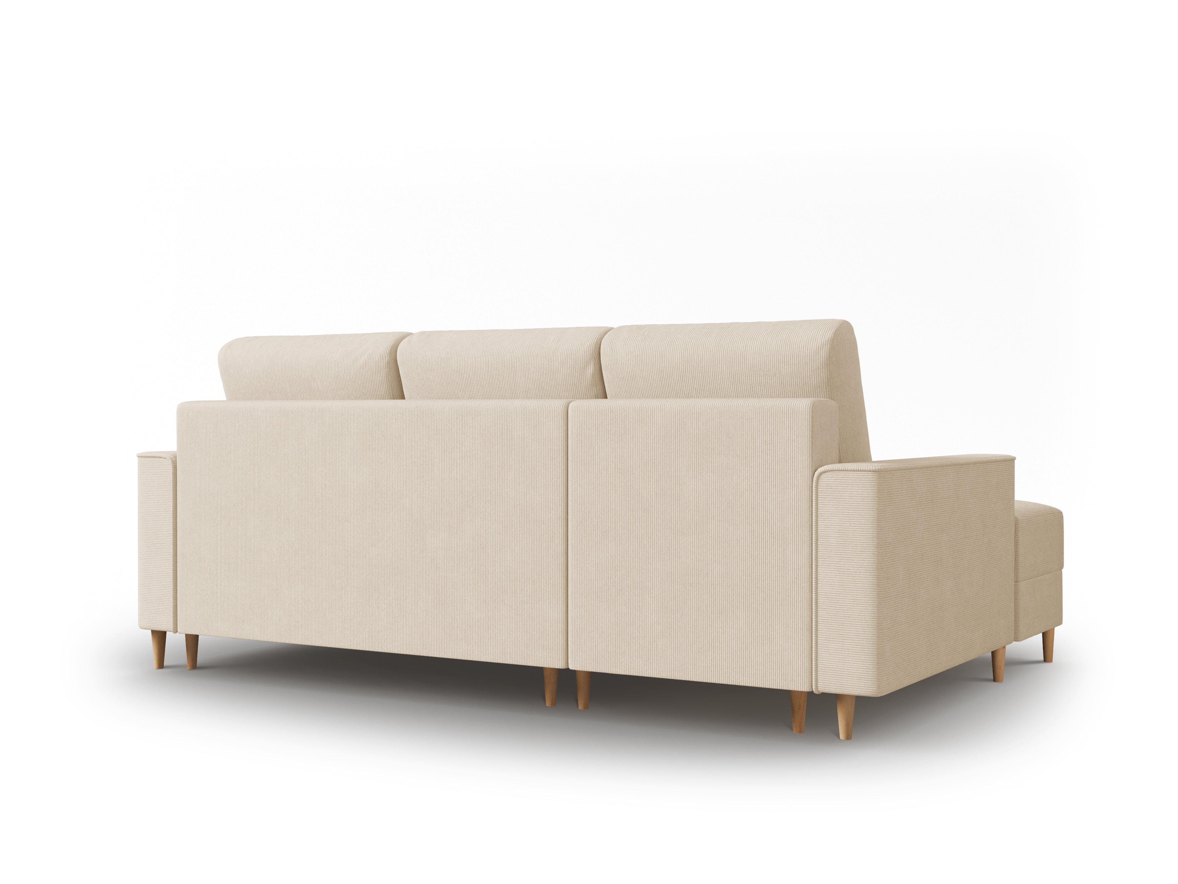 Narożnik lewostronny sztruksowy z funkcją spania CARTADERA beżowy Mazzini Sofas Eye on Design