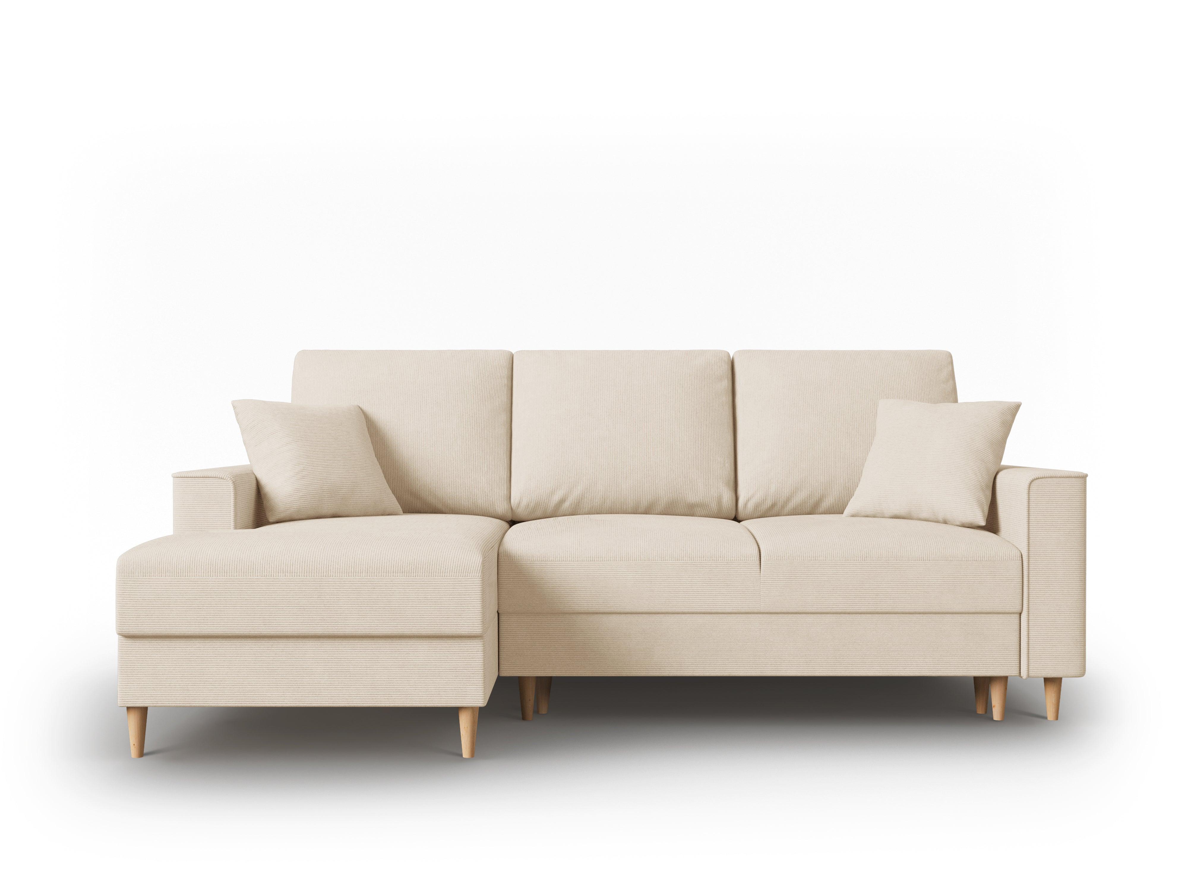 Narożnik lewostronny sztruksowy z funkcją spania CARTADERA beżowy Mazzini Sofas Eye on Design