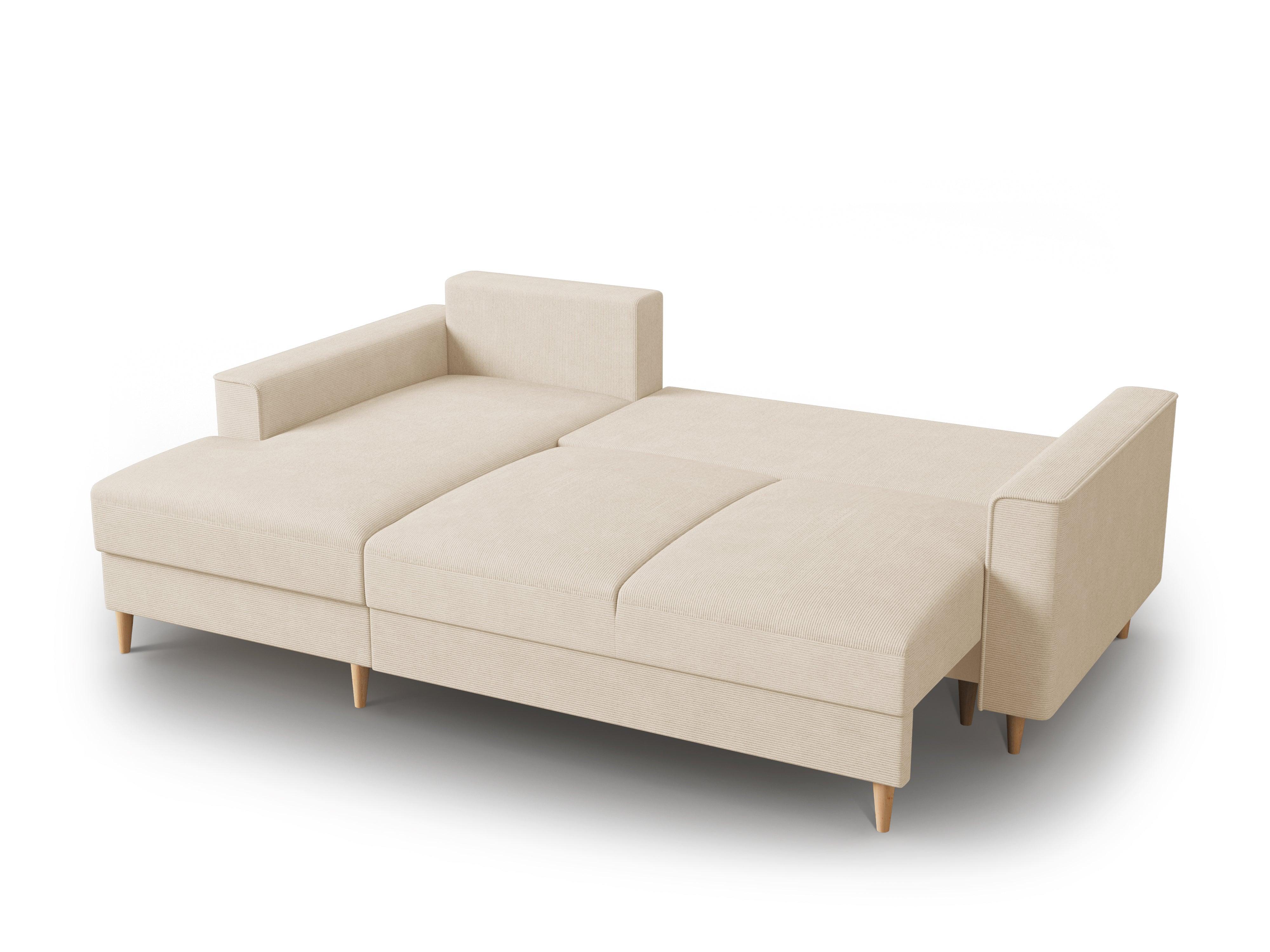 Narożnik lewostronny sztruksowy z funkcją spania CARTADERA beżowy Mazzini Sofas Eye on Design