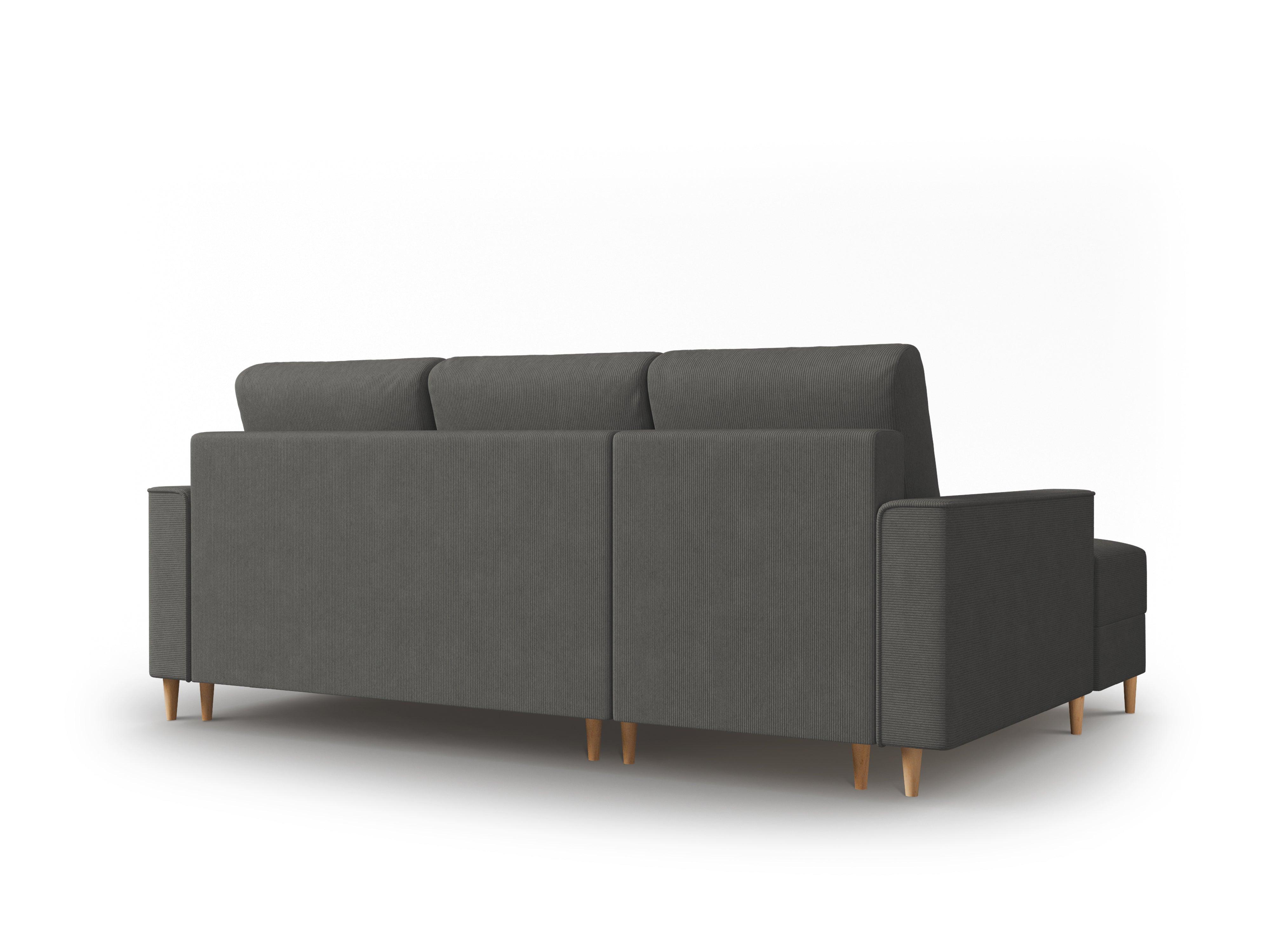 Narożnik lewostronny sztruksowy z funkcją spania CARTADERA ciemnoszary Mazzini Sofas Eye on Design