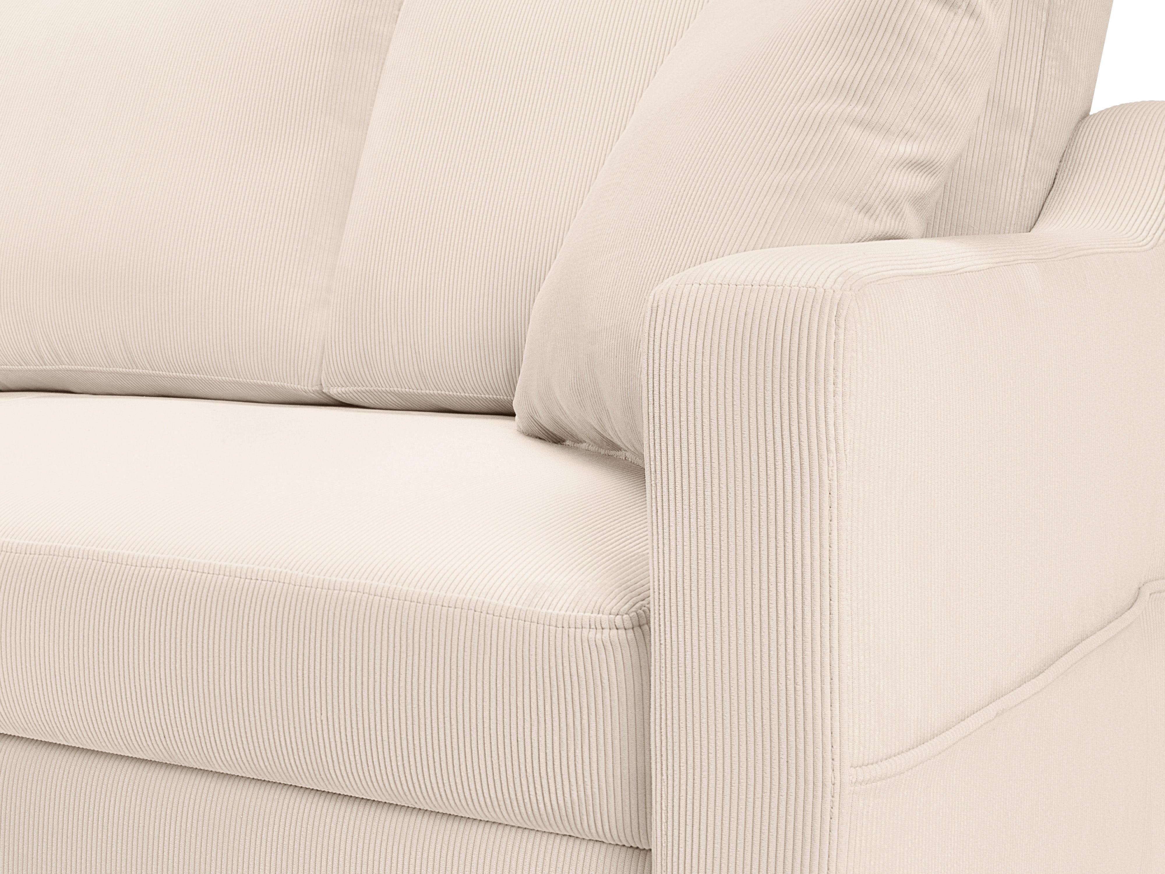 Narożnik lewostronny sztruksowy z funkcją spania ROSE beżowy Mazzini Sofas Eye on Design