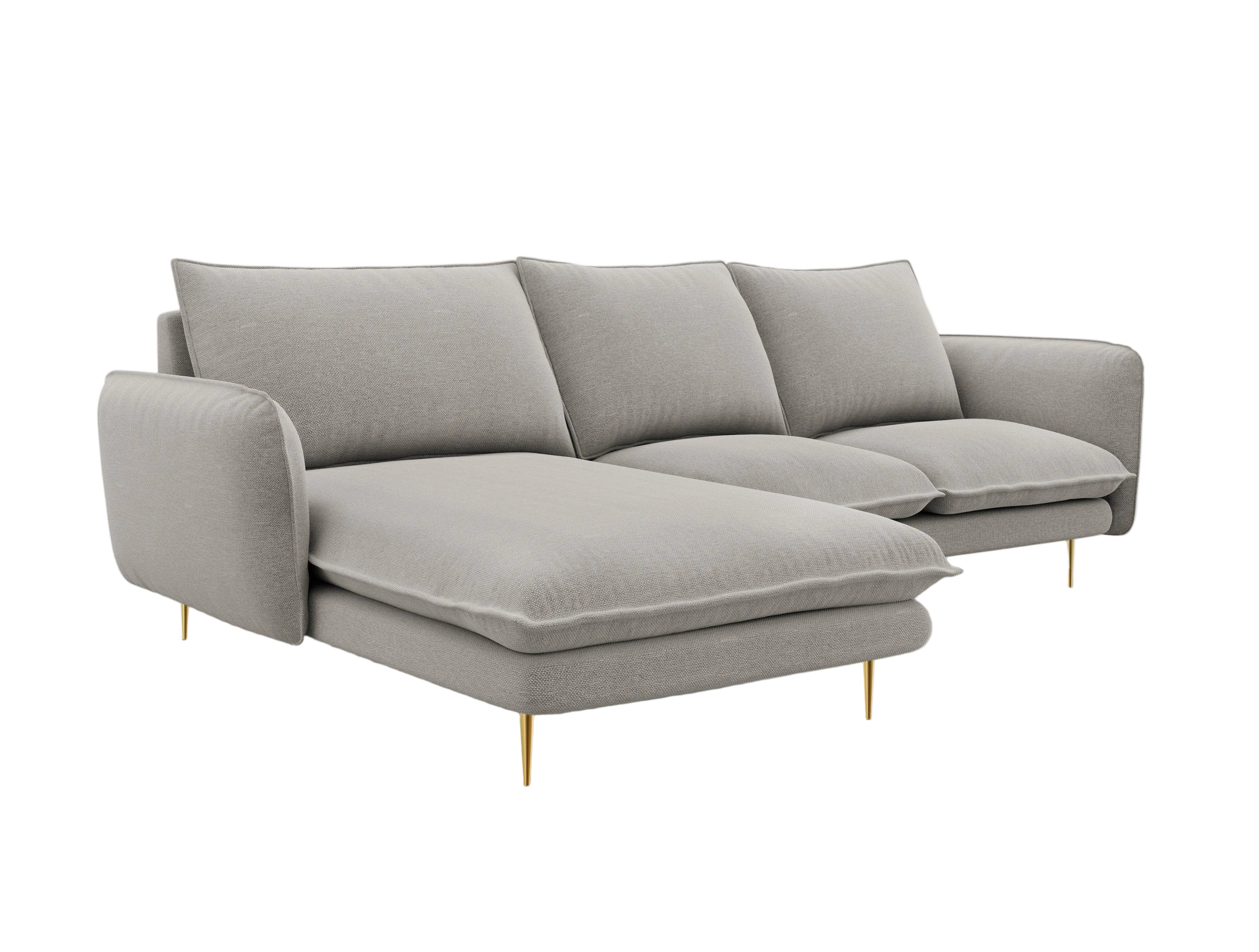 Narożnik lewostronny VIENNA jasnoszary ze złotą podstawą Cosmopolitan Design Eye on Design