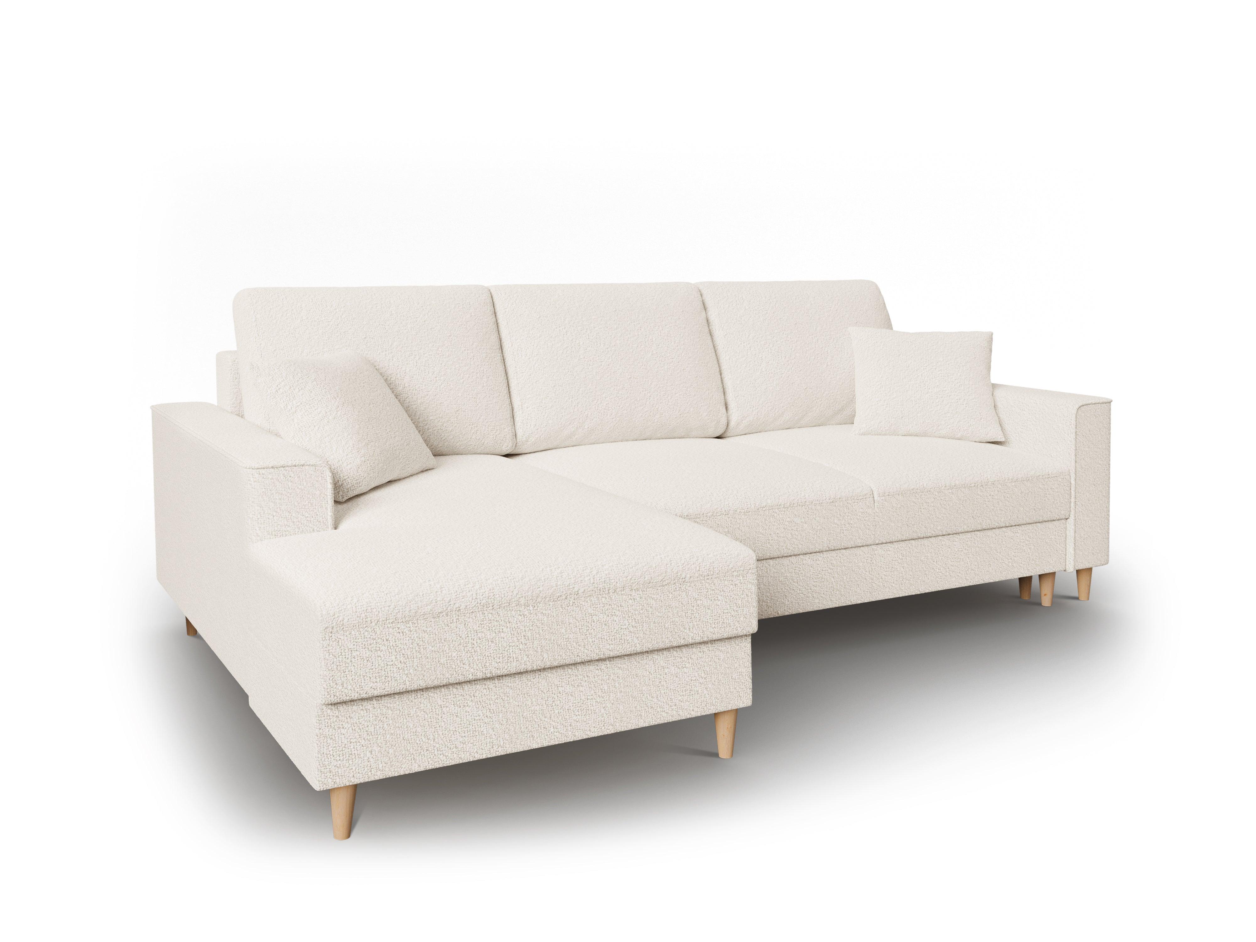 Narożnik lewostronny w tkaninie boucle z funkcją spania CARTADERA beżowy Mazzini Sofas Eye on Design