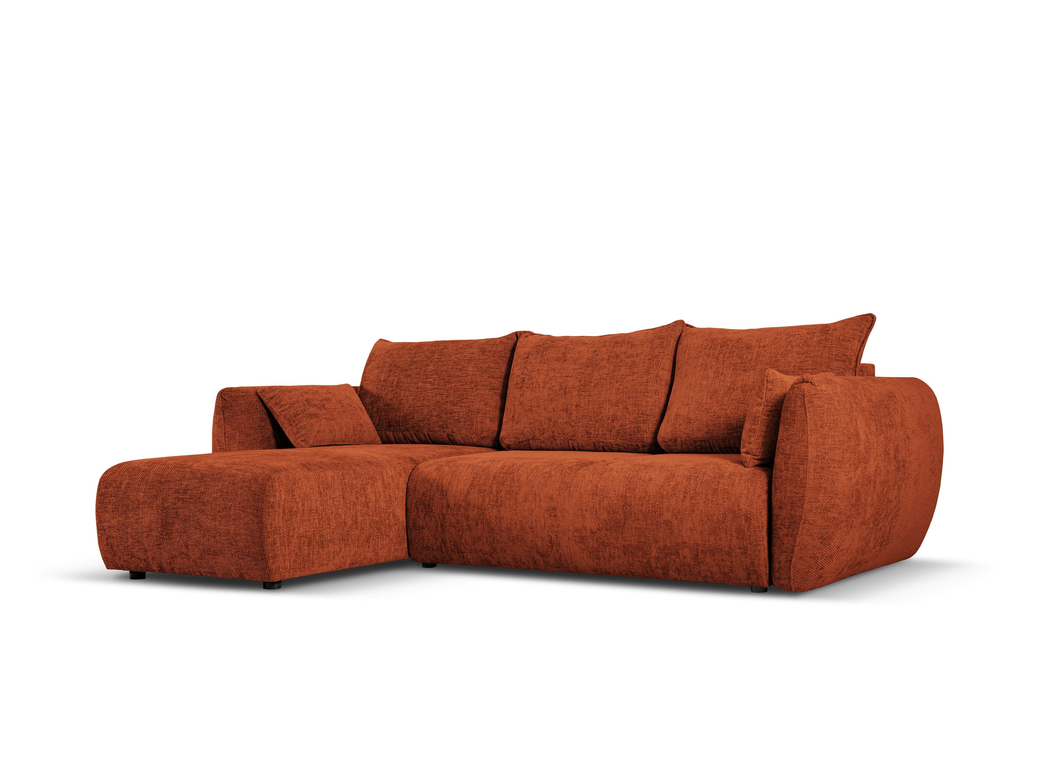 Narożnik lewostronny z funkcją spania MATERA terracotta szenil Cosmopolitan Design Eye on Design
