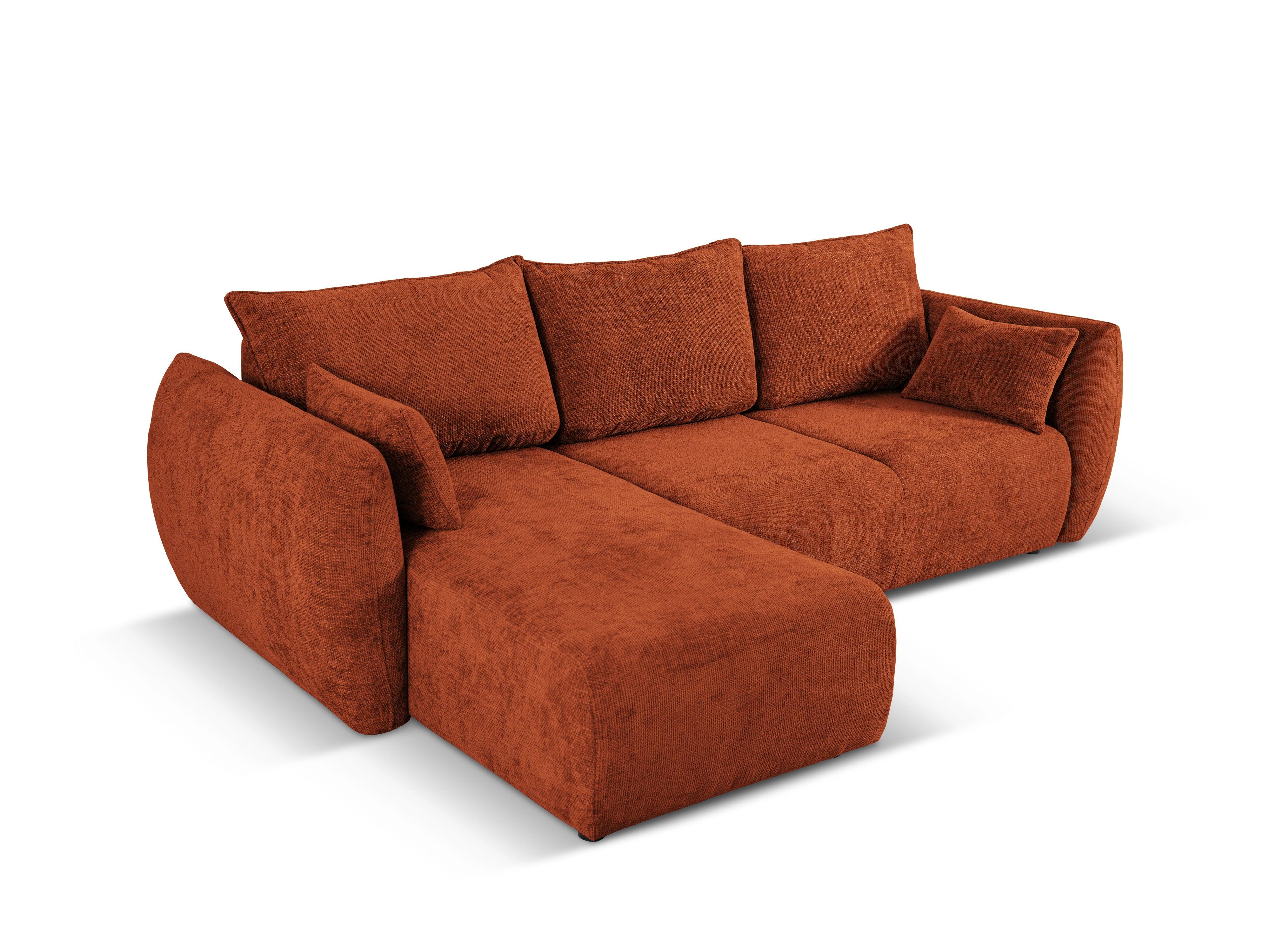 Narożnik lewostronny z funkcją spania MATERA terracotta szenil Cosmopolitan Design Eye on Design