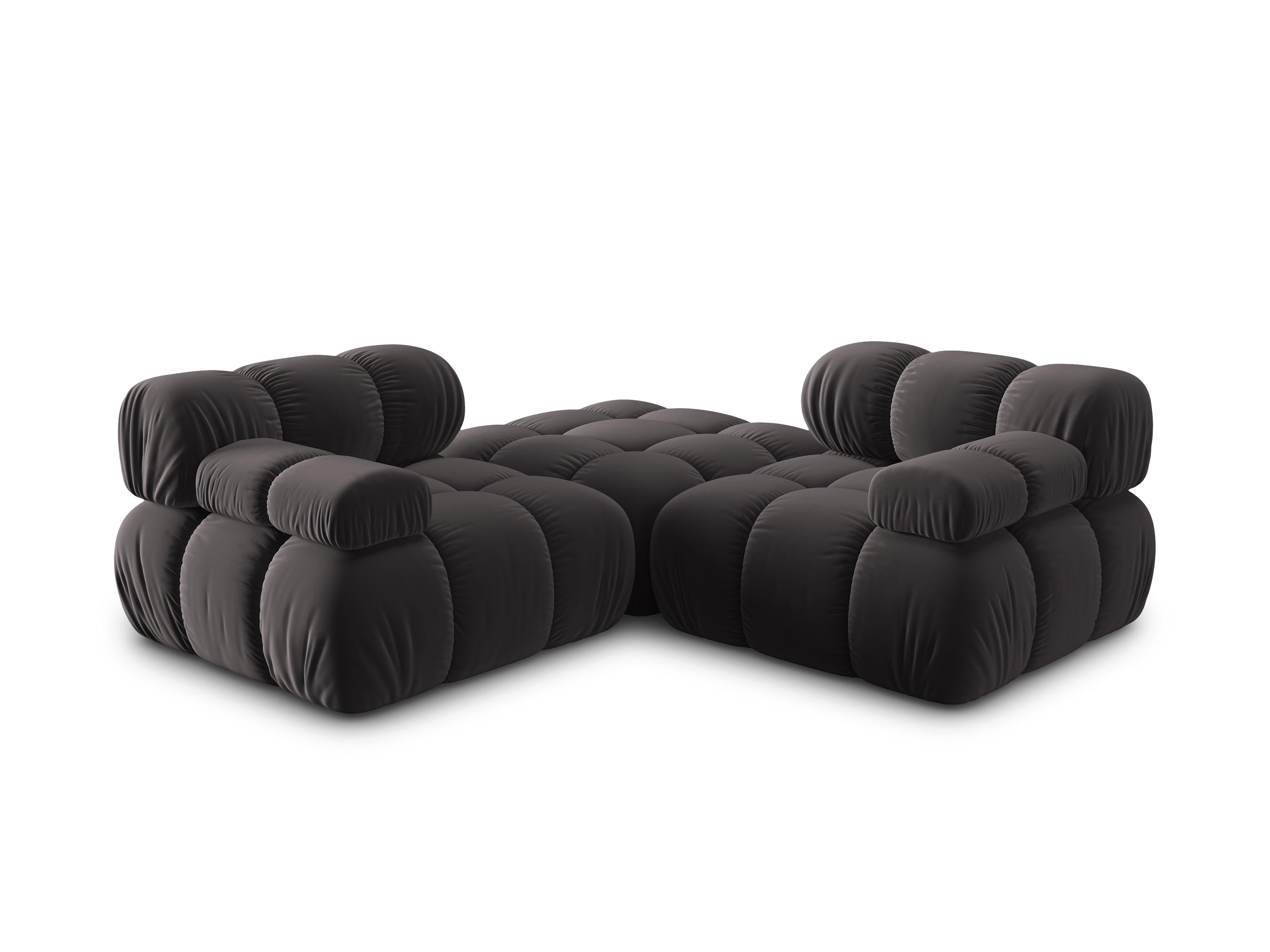 Narożnik modułowy aksamitny 3-osobowy TROPEA ciemnoszary Milo Casa Eye on Design