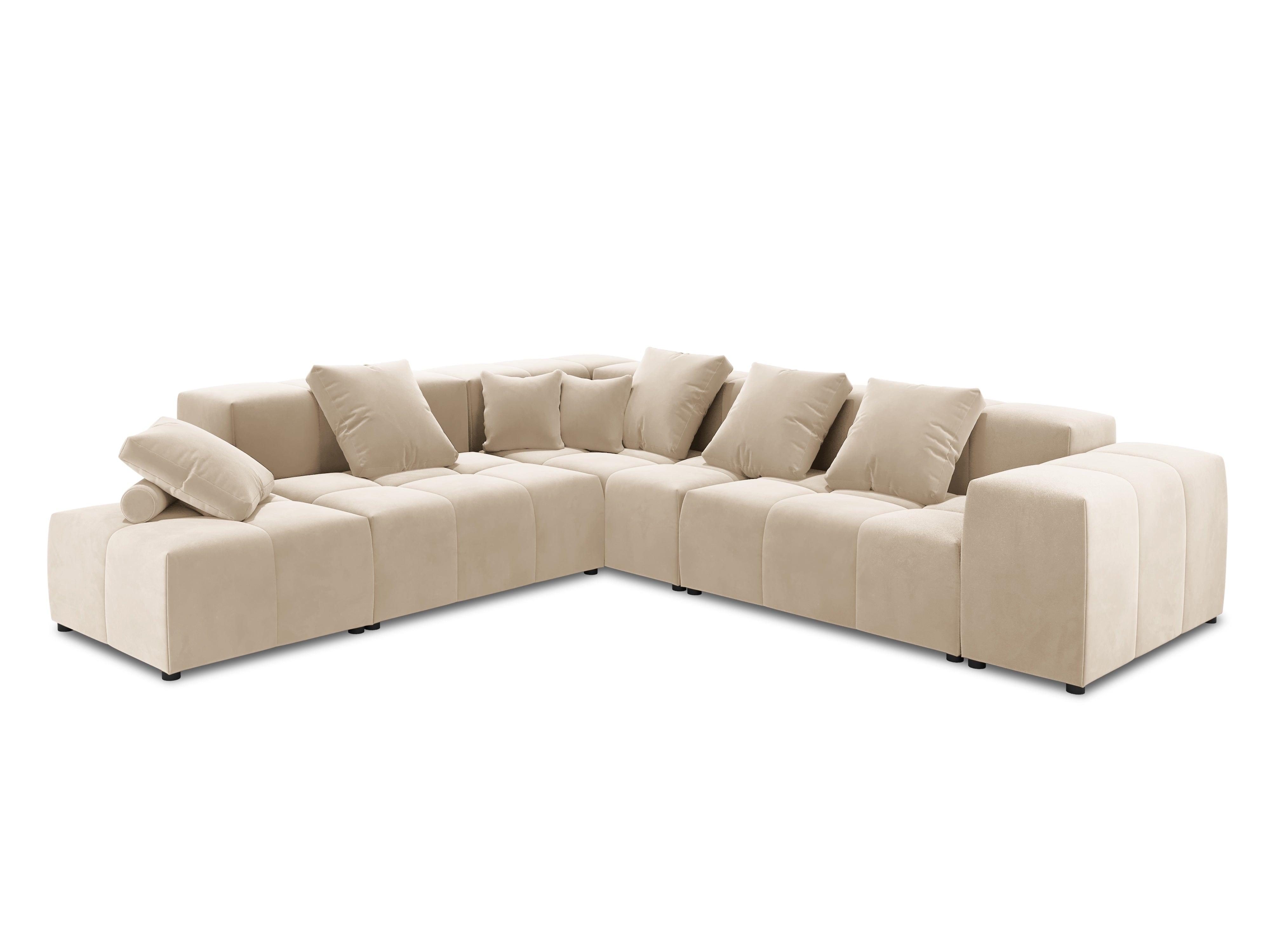 Narożnik modułowy aksamitny duży 5-osobowy ROME beżowy Cosmopolitan Design Eye on Design
