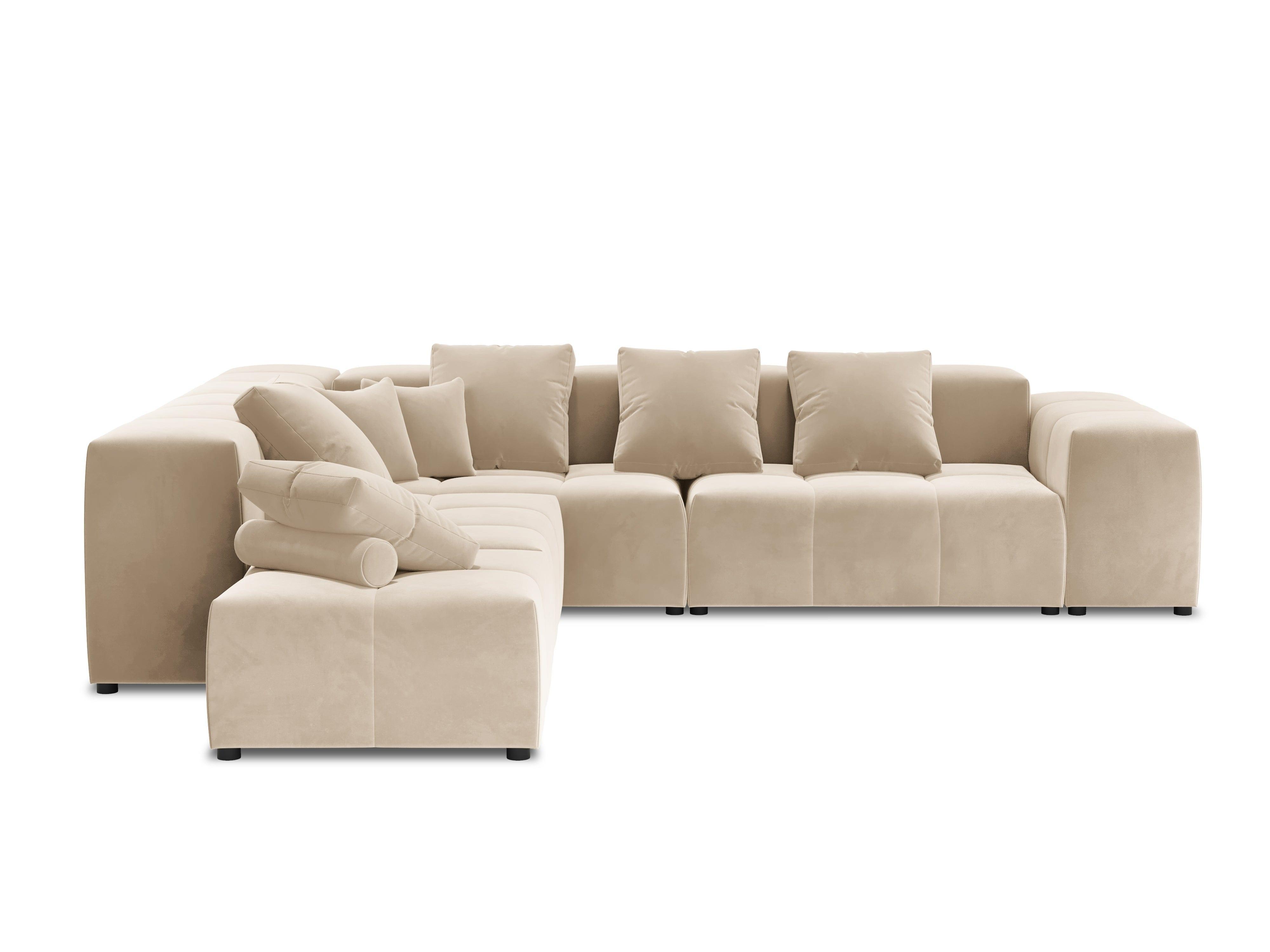Narożnik modułowy aksamitny duży 5-osobowy ROME beżowy Cosmopolitan Design Eye on Design