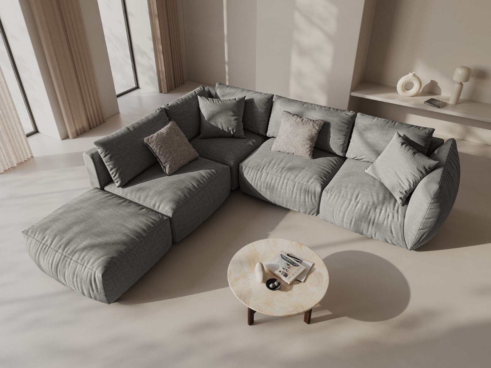 Modulares Sofa CHRIS - mittleres Element graues Chenille